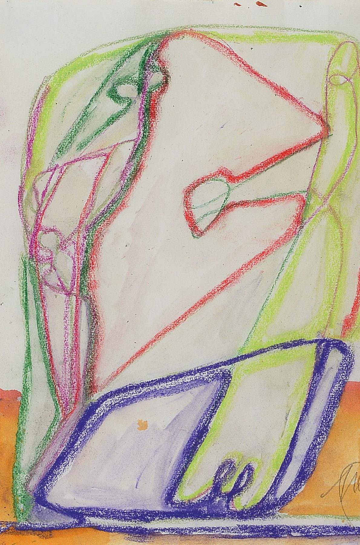 Markus Lüpertz, geb. 1941, ohne Titel, Aquarell und Ölkreide auf Papier, handsigniert, ca. 30.2 x 21.4 cm, unter Glas, Rahmen ca. 61.5 x 48 cm
