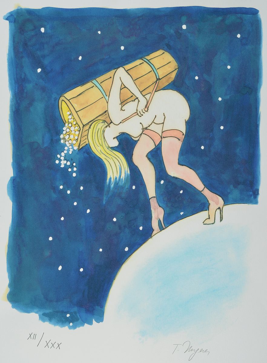 Tomi Ungerer, geb. 1931 in Straßburg, Lithographie, handsigniert, num. XII/XXX, Prägestempel stamperia Berardinelli Verona Italia, ca. 69.5 x 50 cm