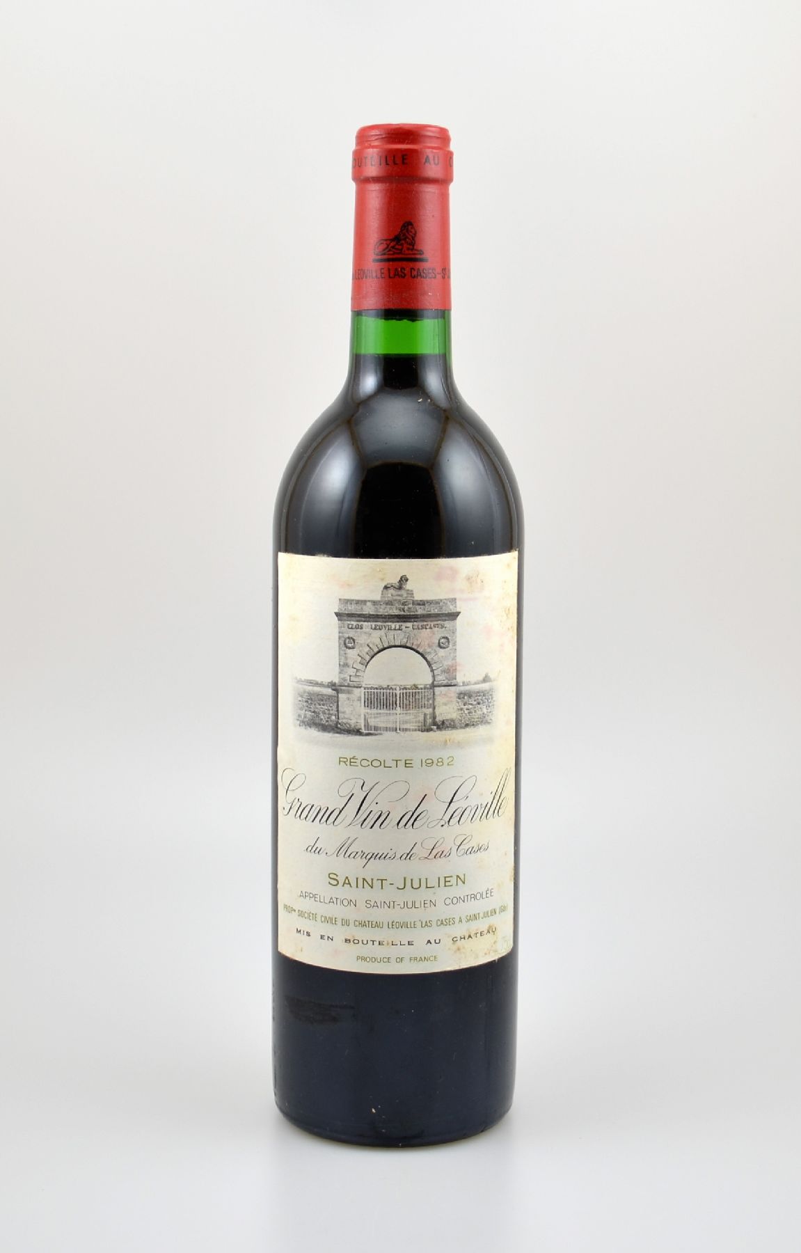 1 Flasche 1982 Chateau Leoville Las Cases Grand Vin de Leoville, Saint-Julien, ca. 75 cl, Etikett l. beschmutzt, Füllstand: ca. into neck, ...
