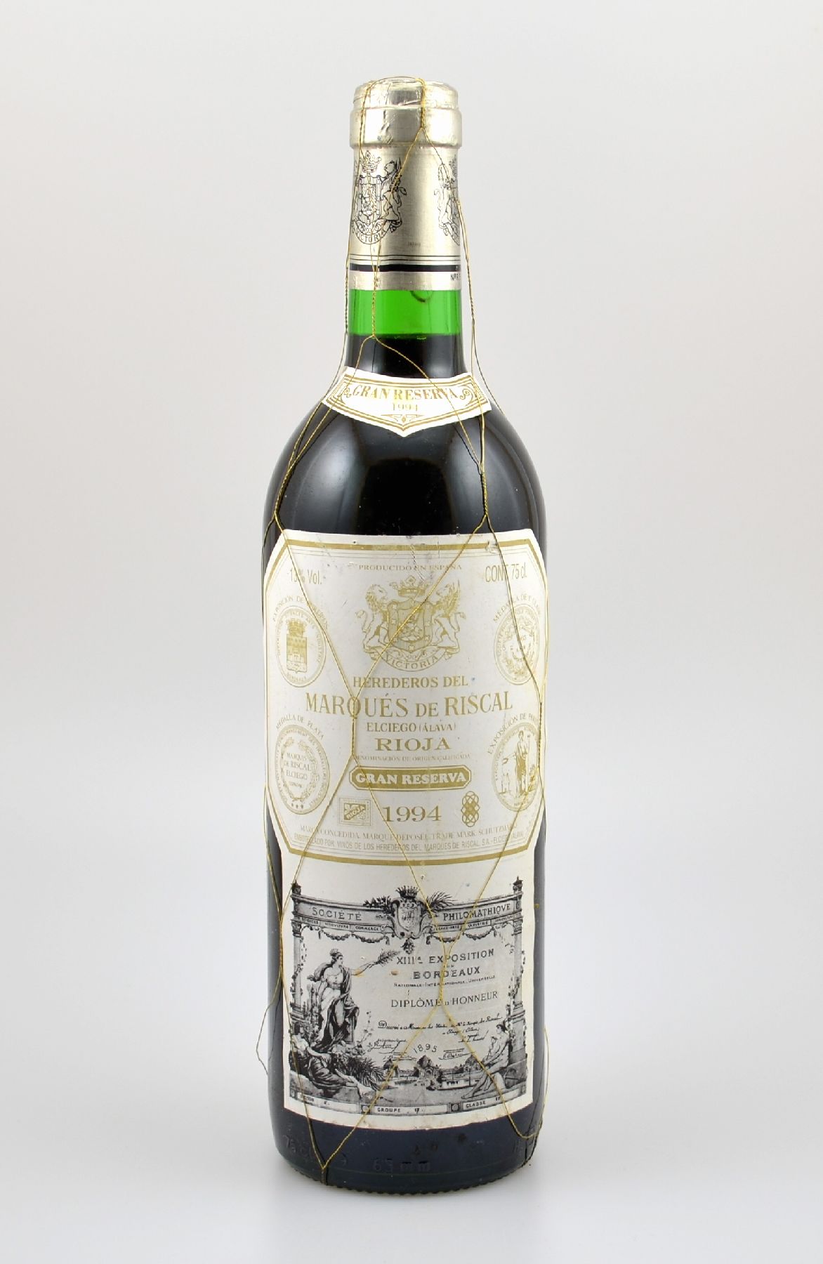 1 Flasche 1994 Marques de Riscal, Rioja, ca. 75 cl, 13 % Vol., Füllstand: ca. into neck, guter Erhaltungszustand, unverkostet