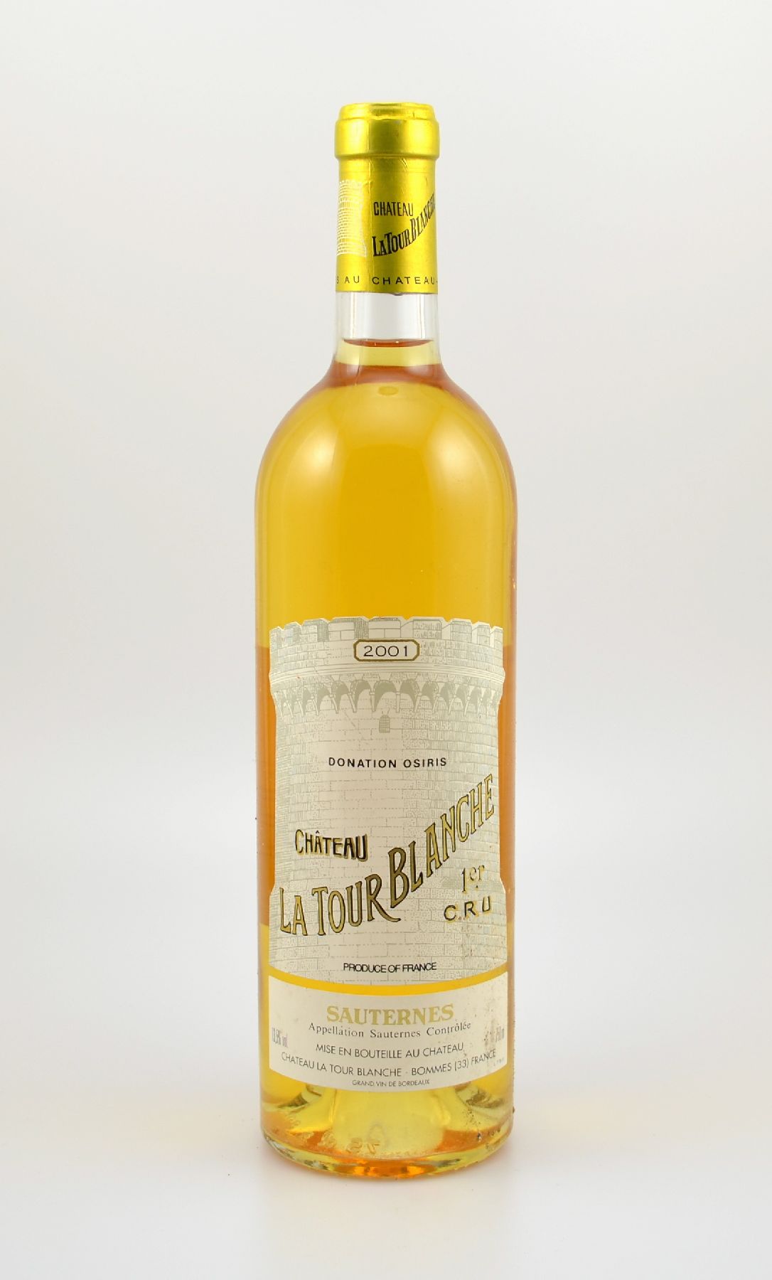 1 Flasche 2001 Chateau La Tour Blanche, Sauternes, 1er Cru, ca. 75 cl, 13,5 % Vol., Füllstand: ca. into neck, unverkostet