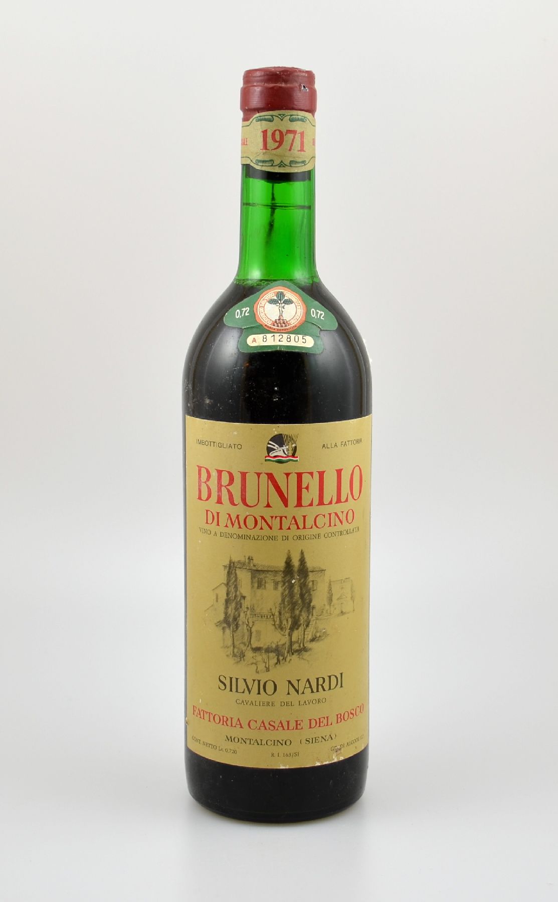 1 Flasche 1971 Brunello di Montalcino Silvio Nardi, ca. 72 cl, 12,5 % Vol., Füllstand: ca. top shoulder, guter Erhaltungszustand, unverkostet