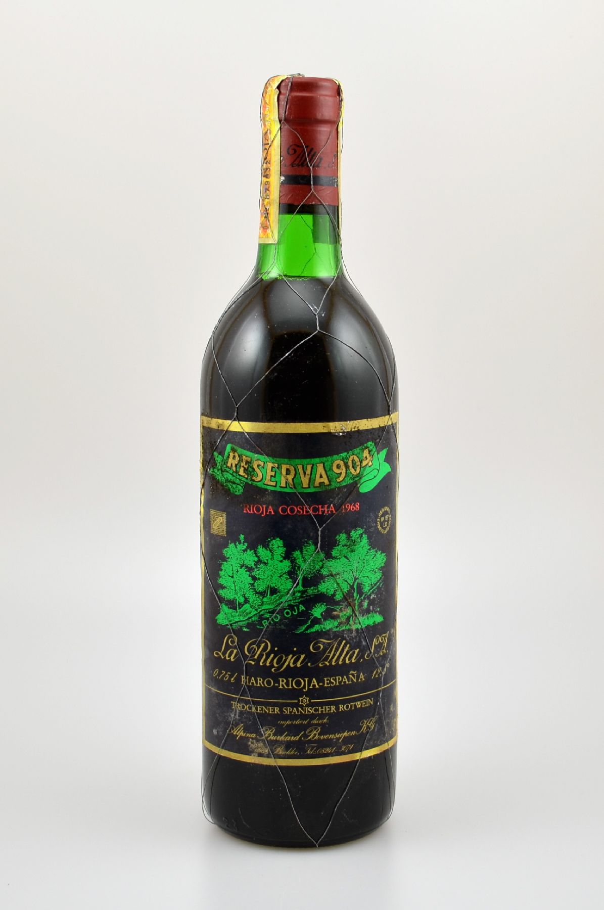 1 Flasche 1968 Gran Reserva 904 La Rioja Alta, Füllstand: ca. top shoulder, Etikett l. beschmutzt, unverkostet, Provenienz: Aus einer privaten ...