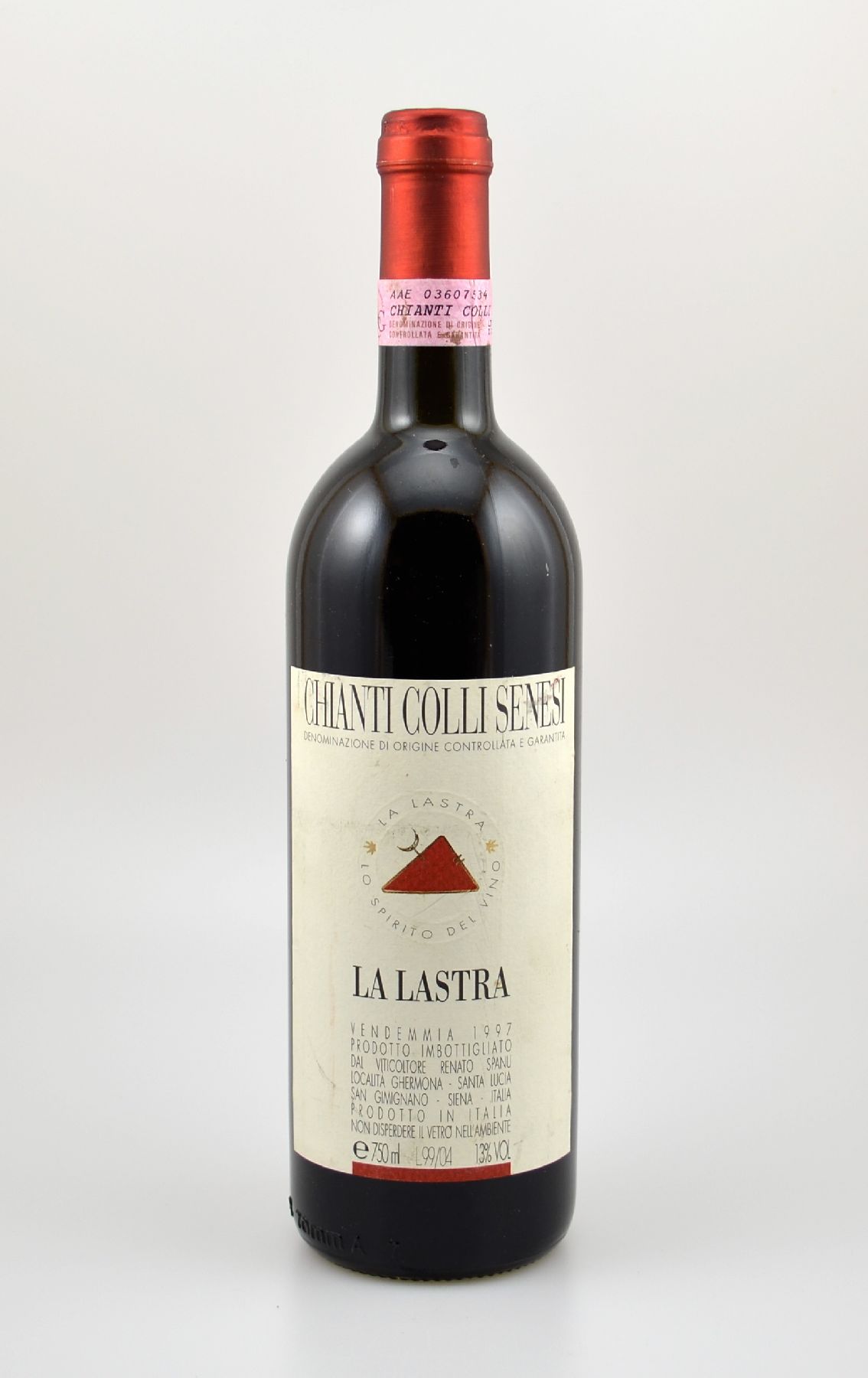 5 Flaschen 1997 La Lastra Chianti Colli Senesi, je ca. 75 cl, 13 % Vol., Füllstände: je ca. top shoulder, gute Erhaltungszustände, unverkostet