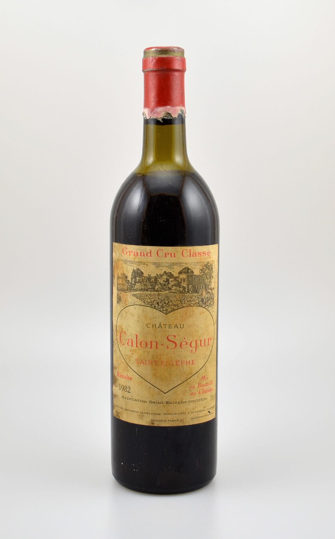 1 Flasche 1982 Chateau Calon-Segur, Saint-Estephe, Grand Cru Classe, ca. 75 cl, Füllstand: ca. upper mid shoulder, Kapsel besch., Etikett ...
