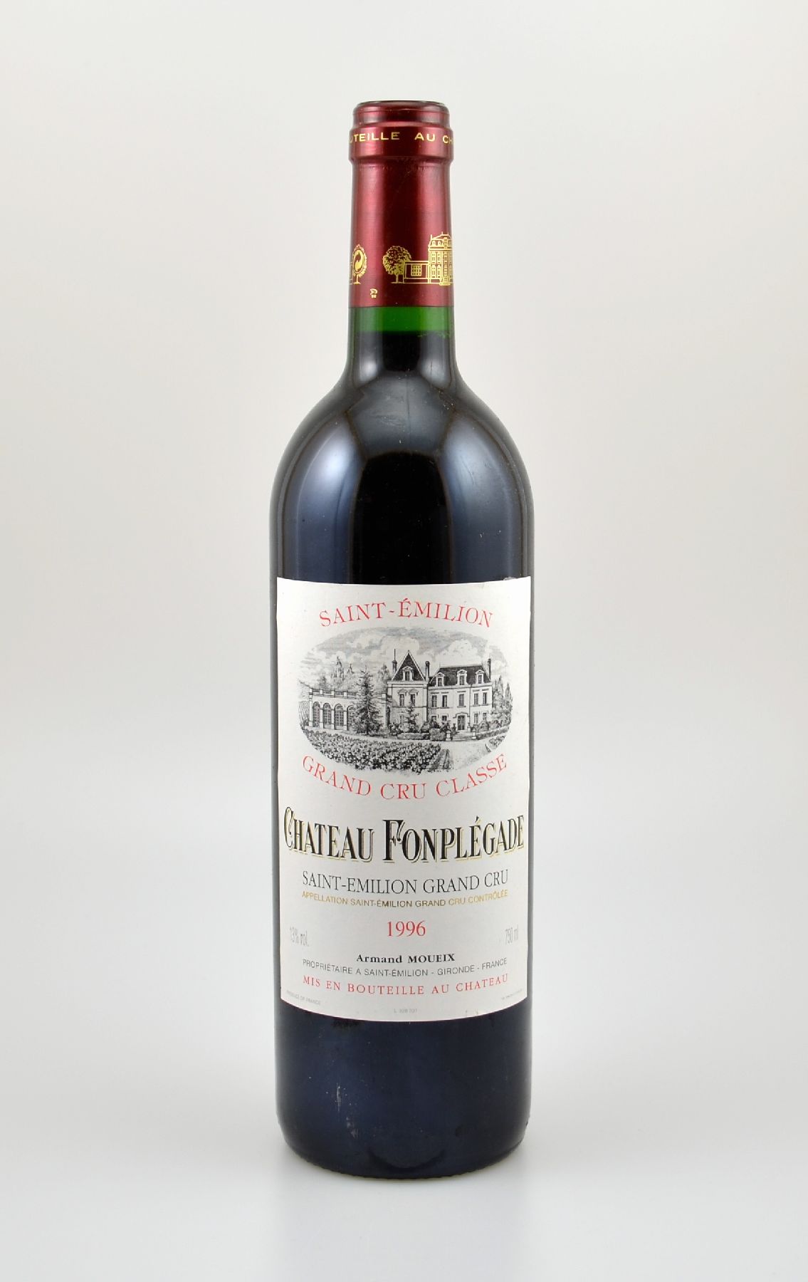 12 Flaschen 1996 Chateau Fonplegade, Saint-Emilion Grand Cru, je ca. 75 cl, 13 % Vol., Füllstände: je ca. into neck, sehr gute Erhaltungszustände, ...