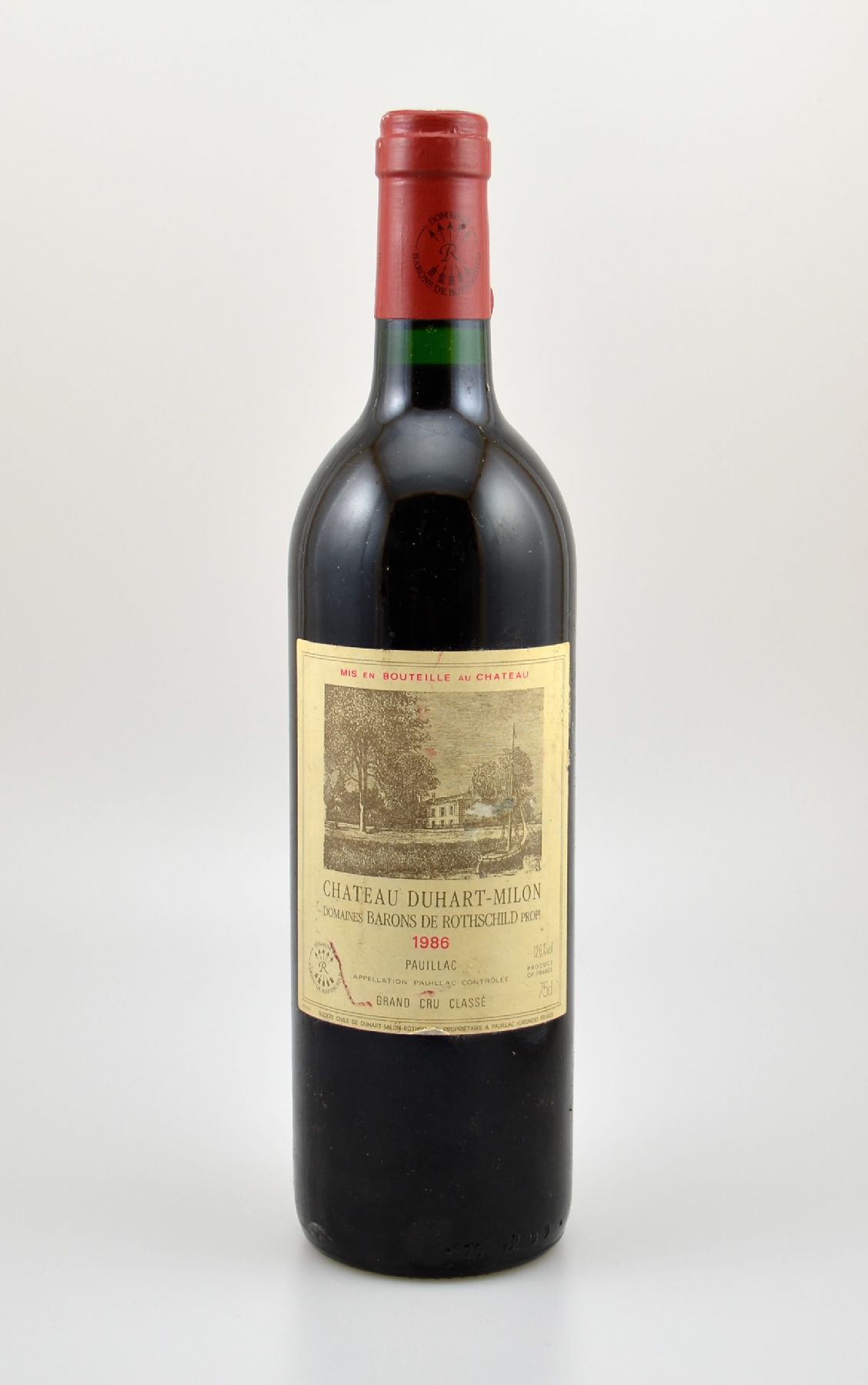 1 Flasche 1986 Chateau Duhart-Milion Domaines Barons de Rothschild, Pauillac, Grand Cru Classe, ca. 75 cl, 12,6 % Vol., Füllstand: ca. into neck, ...