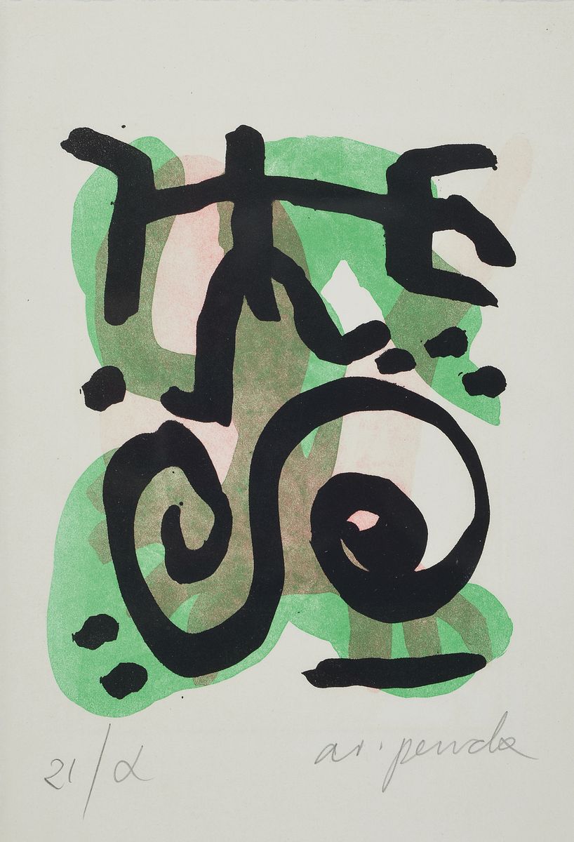 A.R. Penck, 1939-2017, Farblithographie, handsigniert und num. 21/L, ca. 24x17cm, u.Gl., R.