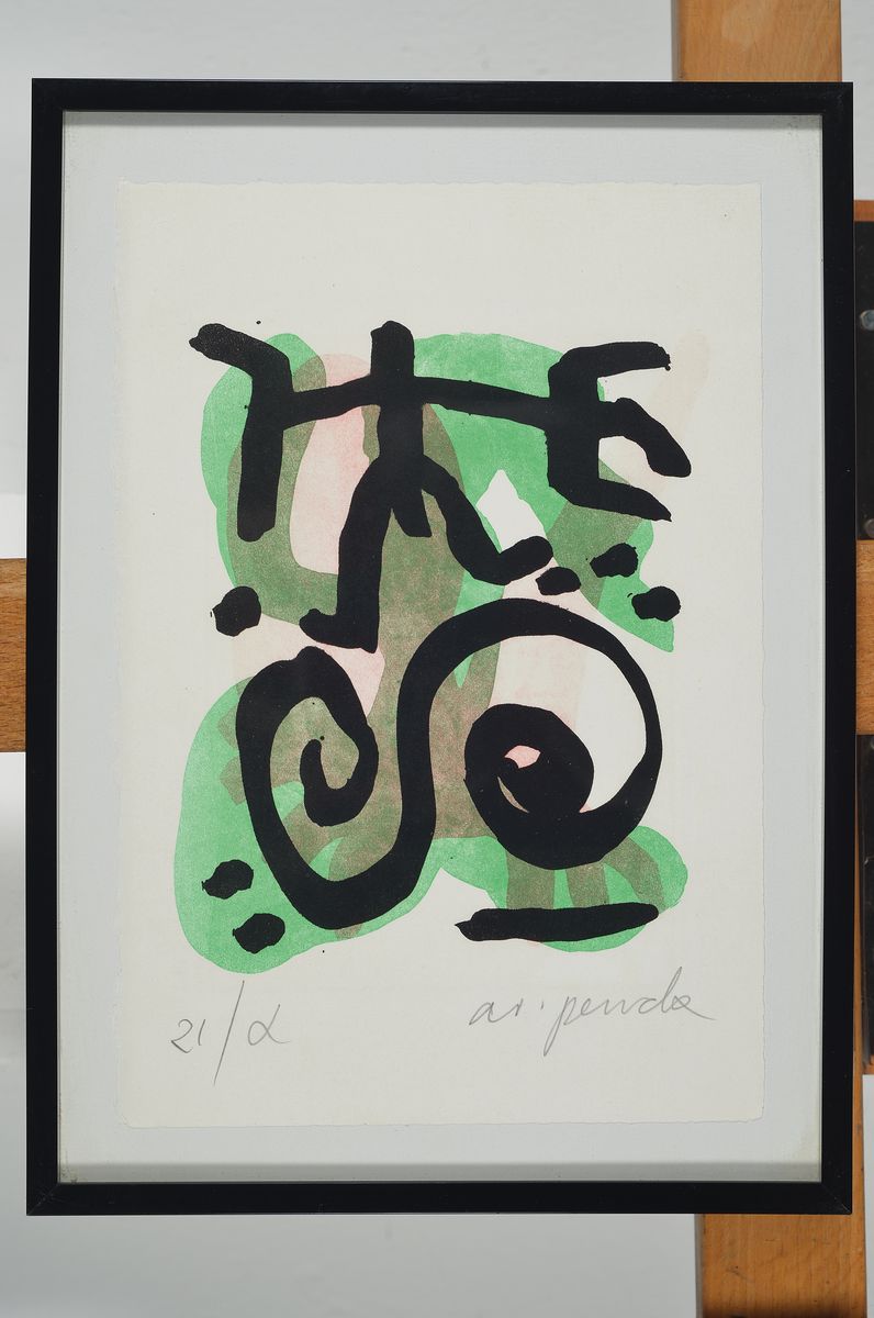 Detail k: A.R. Penck, 1939-2017, Farblithographie, handsigniert und num. 21/L, ca. 24x17cm, u.Gl., R.