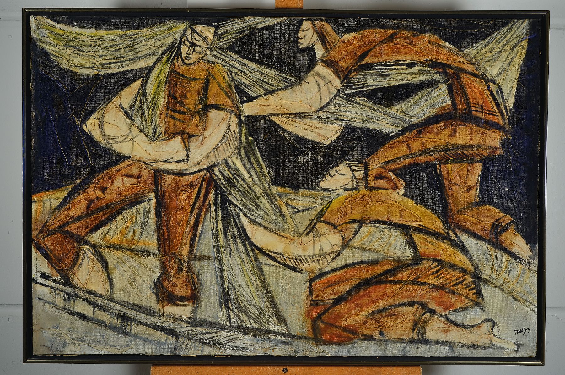 Detail a: Katz, zeitgen. Künstler aus New York, zwei Arbeiten mit abstrakt-figuralen Darstellungen, Öl/Lwd, pastoser expressiver Farbauftrag, beide ...