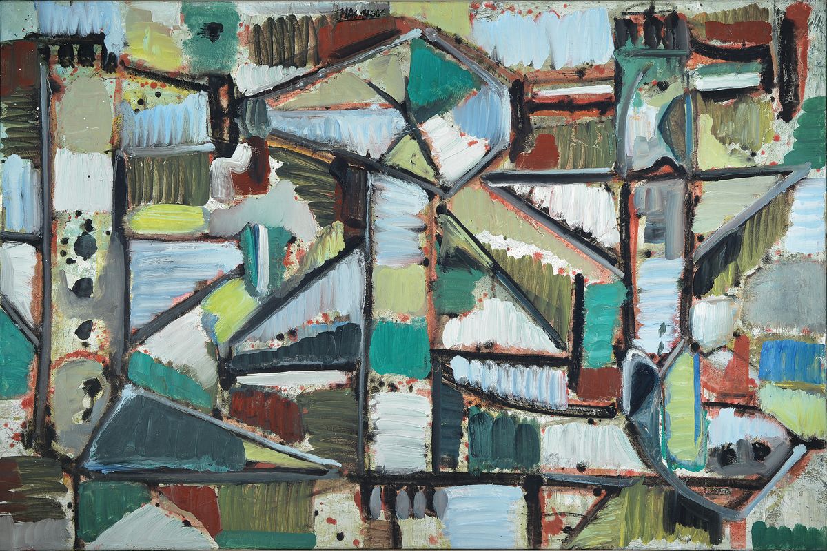 Eric Massholder geb. 1960 in Heidelberg, Abstrakte Farbkomposition, Öl/Lwd, sign, ca. 132x78 cm, Leisten