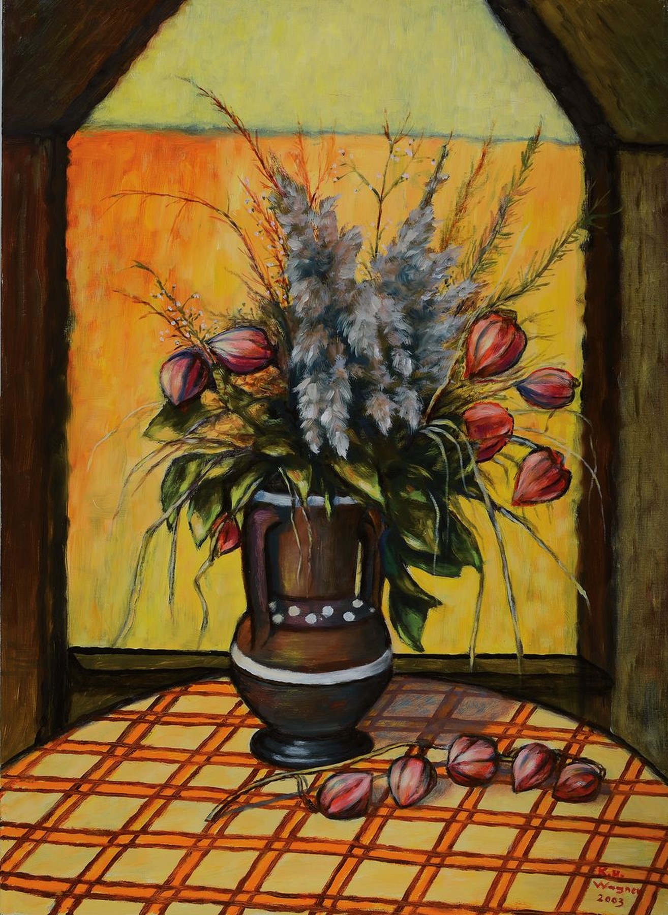 W. Kerling, Blumenstillleben, Öl/Lwd, sign., ca. 60x50 cm