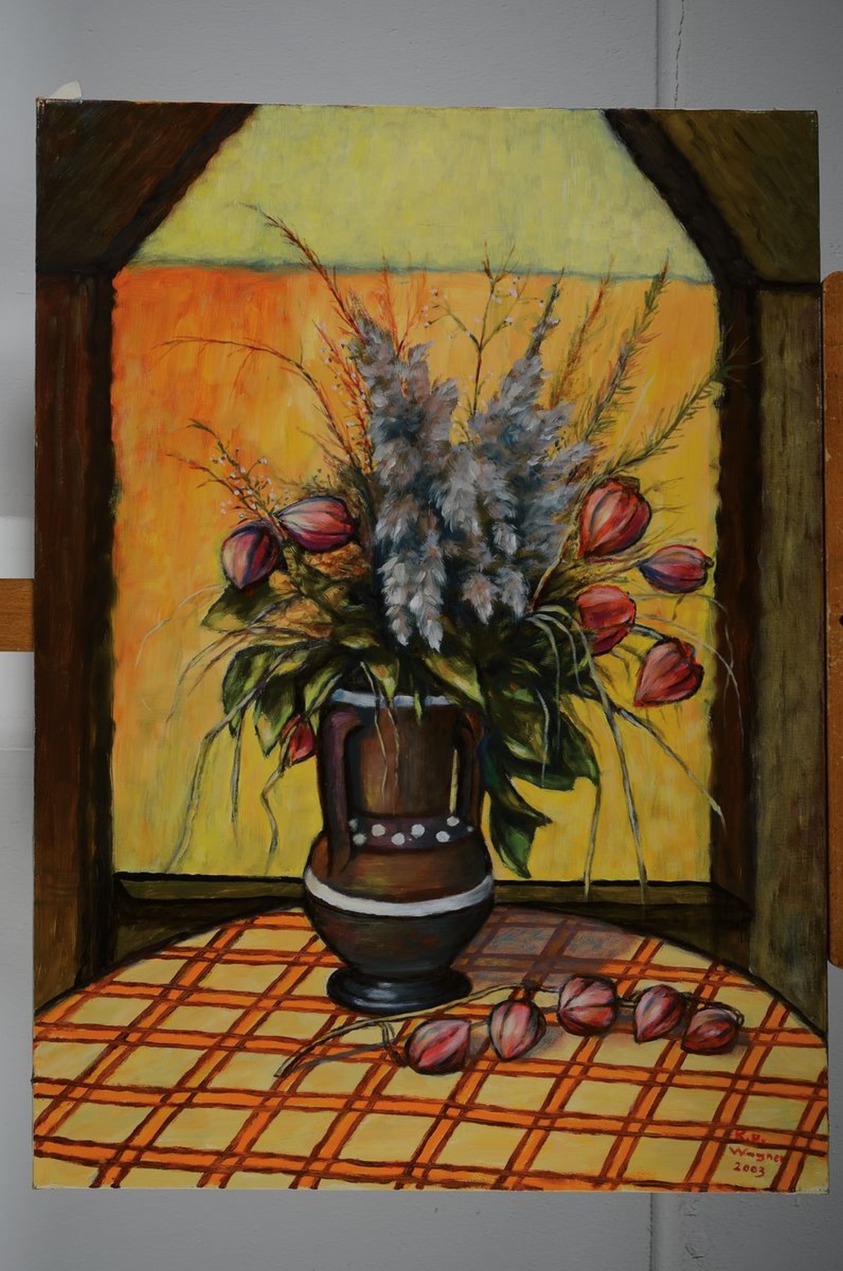Detail k: W. Kerling, Blumenstillleben, Öl/Lwd, sign., ca. 60x50 cm
