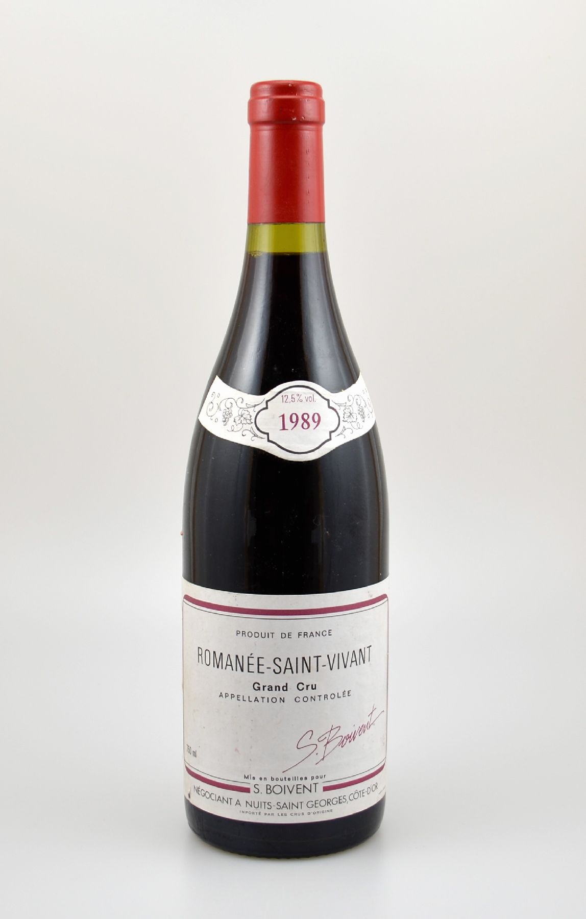 1 Flasche 1989 Romanee-Saint-Vivant, Grand Cru, S. Boivent, Nuits-Saint Georges Cote-D'OR, ca. 75 cl, 12,5 % Vol., Abstand zwischen Kapsel und ...