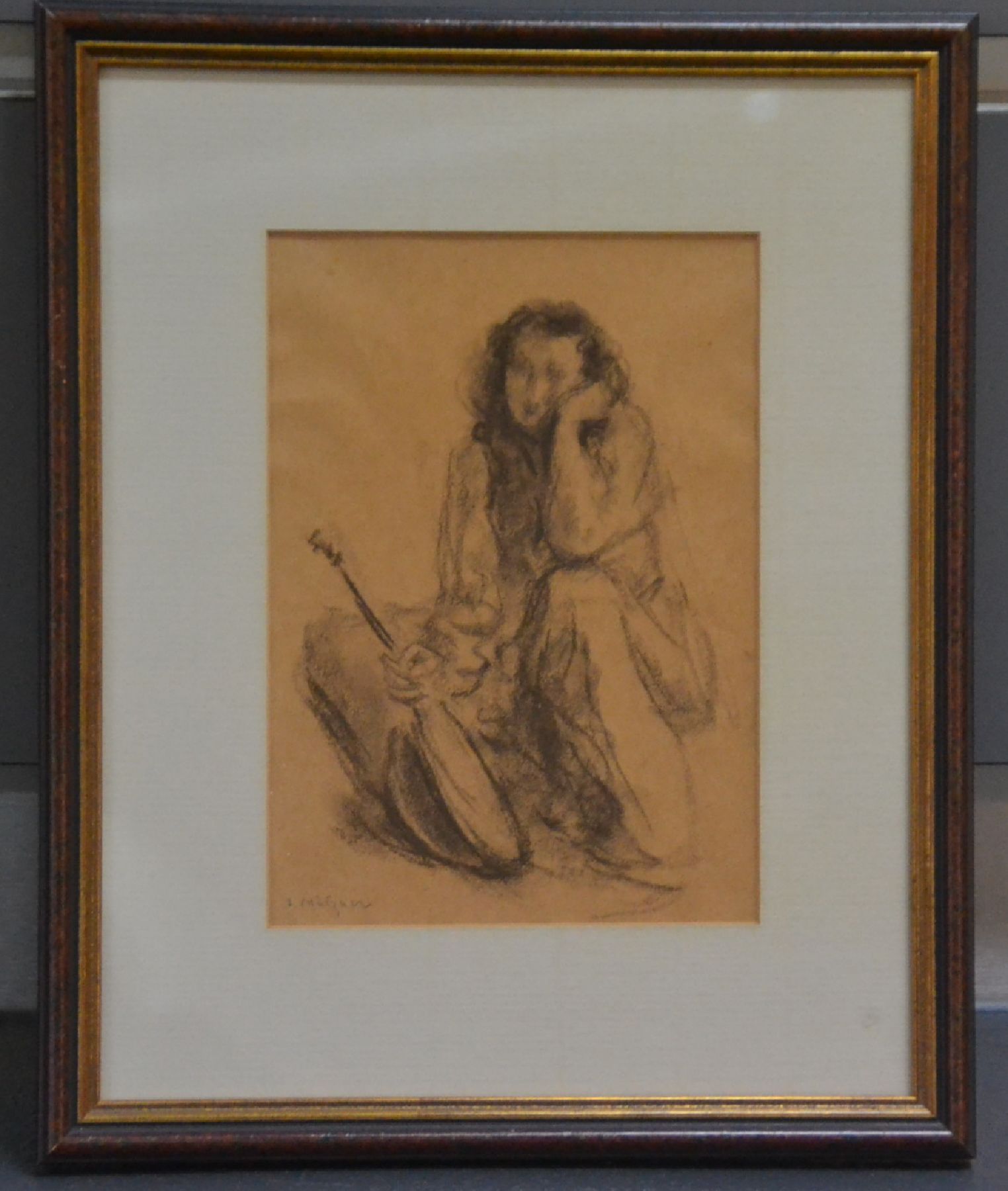 Detail a: Samuel Mützner, 1884 Bukarest - 1959, drei Zeichnungen, Mädchen mit Mandoline, Frauenakt und belebte Straßenszene, alle drei handsigniert, auf ...
