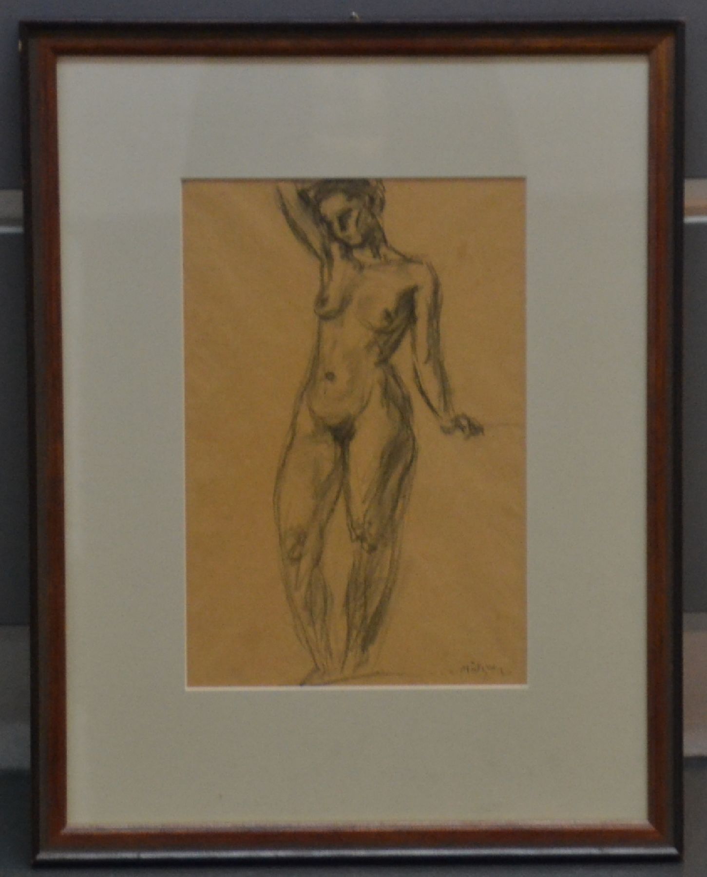 Detail b: Samuel Mützner, 1884 Bukarest - 1959, drei Zeichnungen, Mädchen mit Mandoline, Frauenakt und belebte Straßenszene, alle drei handsigniert, auf ...
