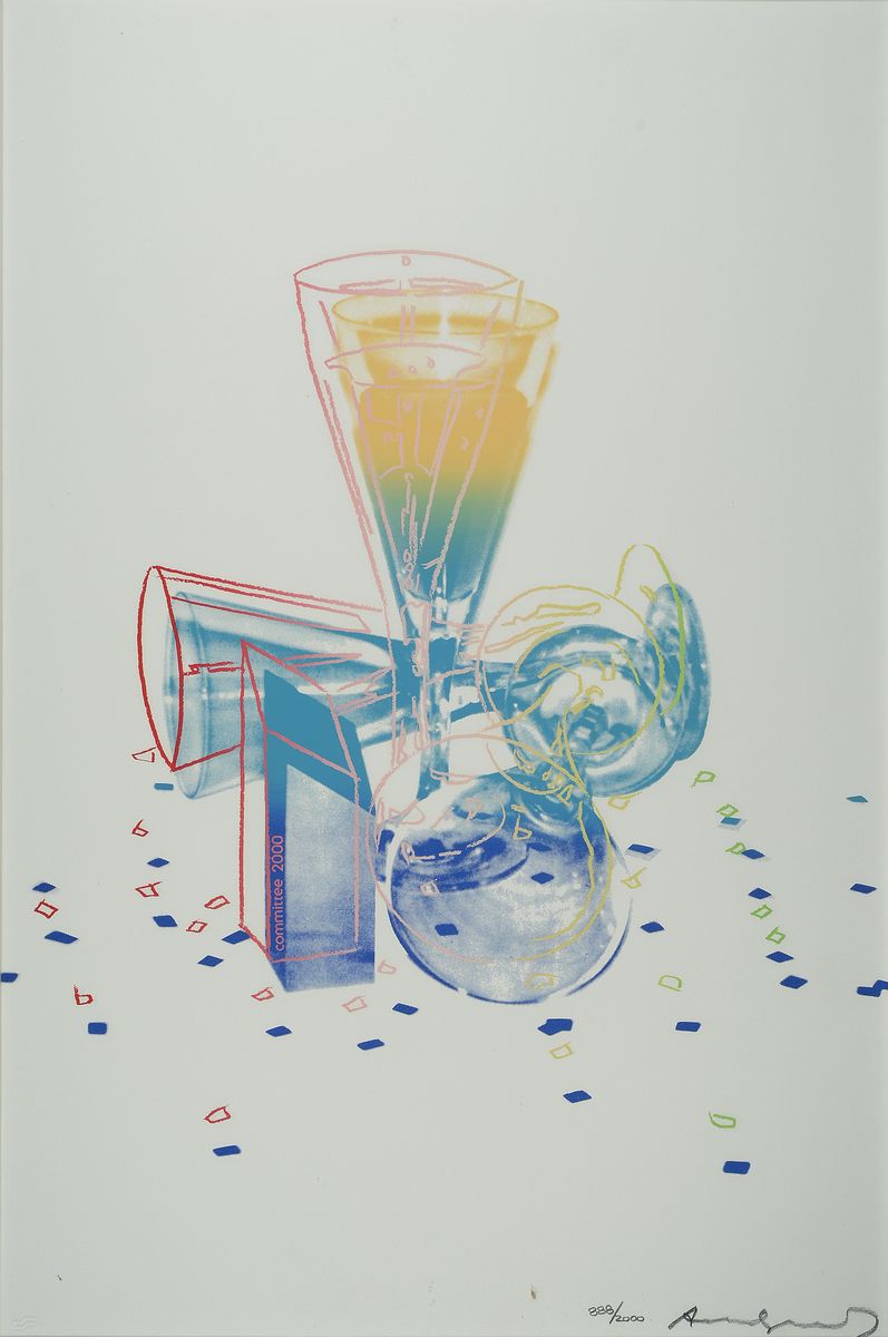 Andy Warhol, 1928-1987, Farbserigrafie, "Community 2000", sign., u. num. 888/2000, ca. 119,5x54 cm, unter Glas gerahmt