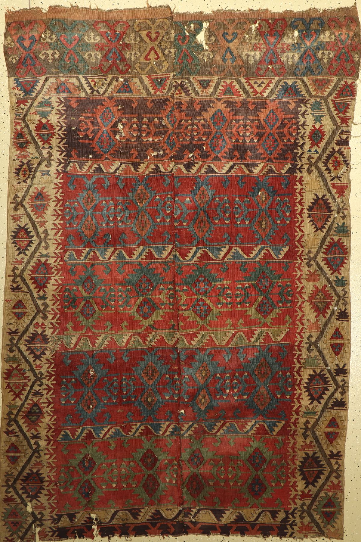 Konya Kelim antik, Türkei, um 1900, Wolle auf Wolle, ca. 240 x 157 cm, EHZ: 6