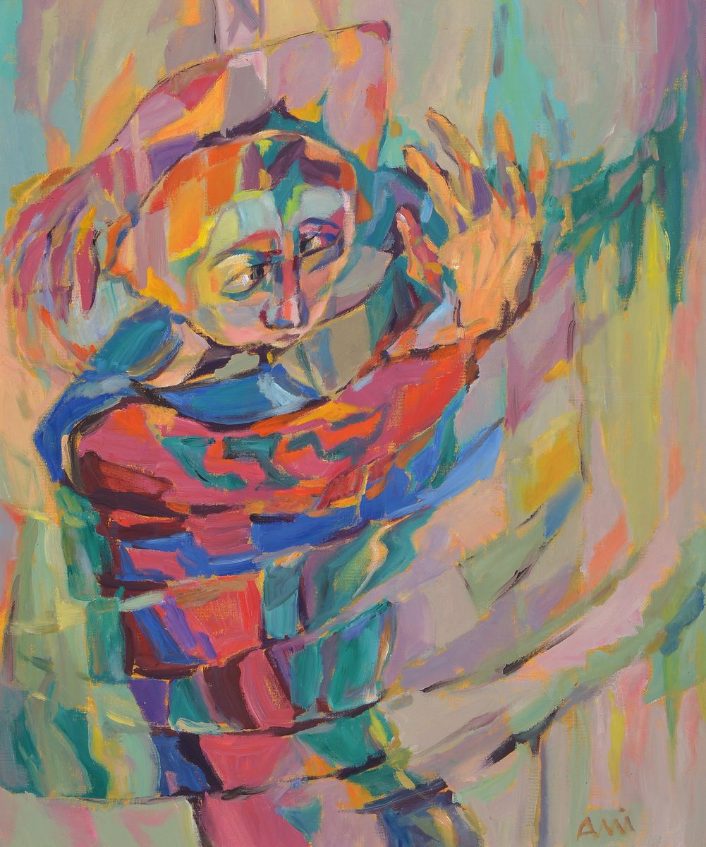 Annemarie Wieser, geb. 1922, Selbst-Bewegung, 1994, Acryl/Karton, verso bezeichnet und datiert, monogrammiert ca. 60 x 49 cm, Rahmen: 69 x 58 cm