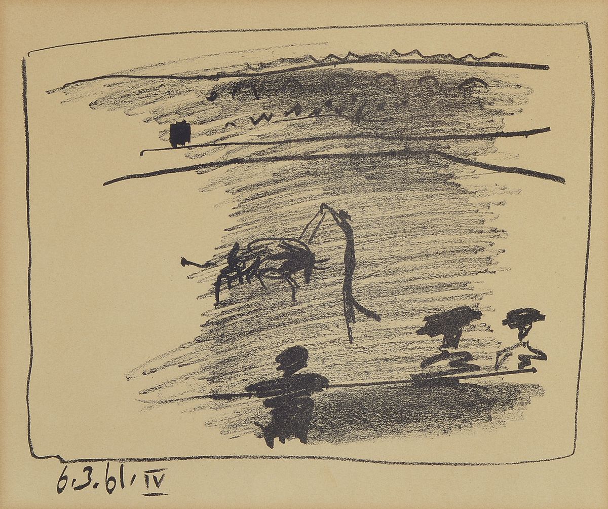 Pablo Picasso, 1881- 1973, Lithographie, dat. 6.3.61 IV, unsigniert, 22 x 25 cm, leicht gebräunt