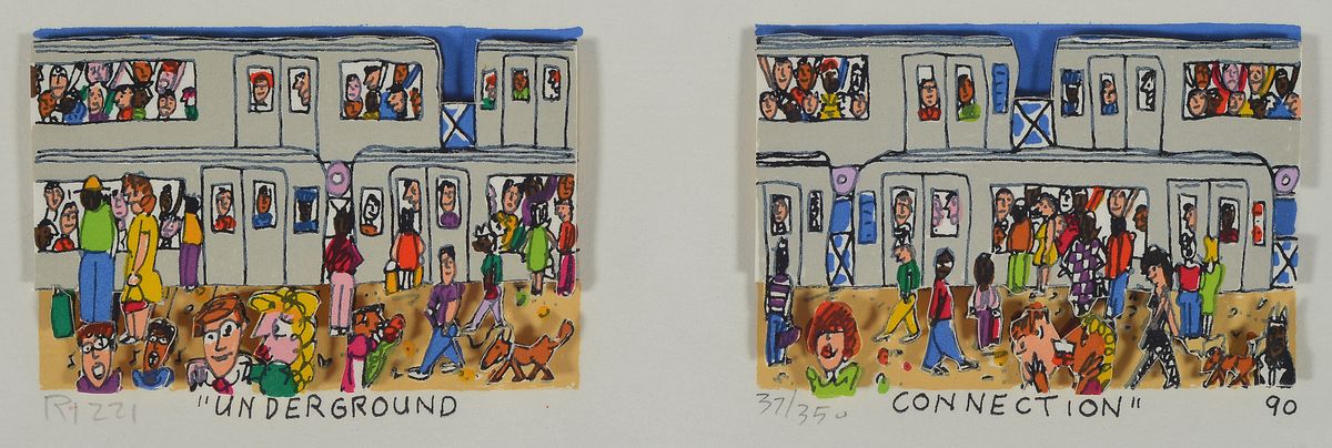 James Rizzi, 1950-2011 New York, Underground Connection, 3-D Konstruktion von 1990, handsigniert und nummeriert 31/350, Blattgrösse ca. ...