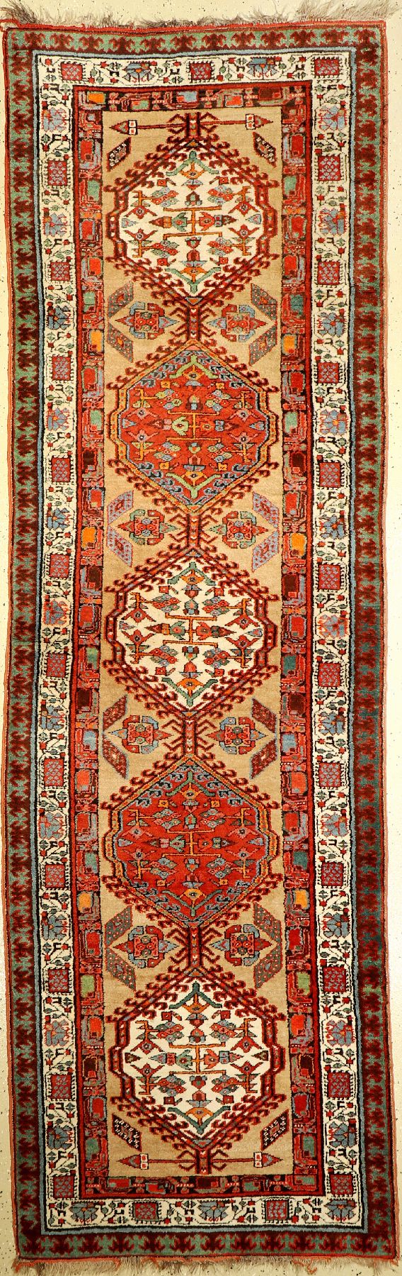 Garadje antik, Persien, um 1910, Wolle auf Wolle, ca. 320 x 100 cm, Naturfarben, EHZ: 2-3