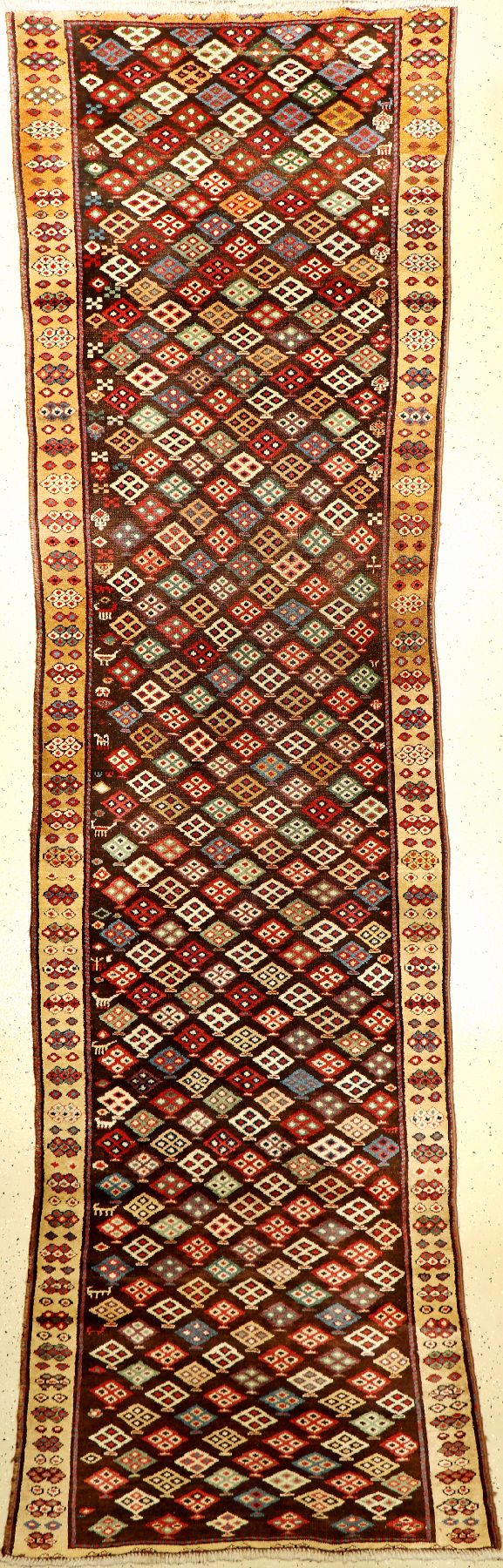 Kurdische "Galerie" alt, Persien, um 1920, Wolle auf Wolle, ca. 365 x 105 cm, EHZ: 3-4
