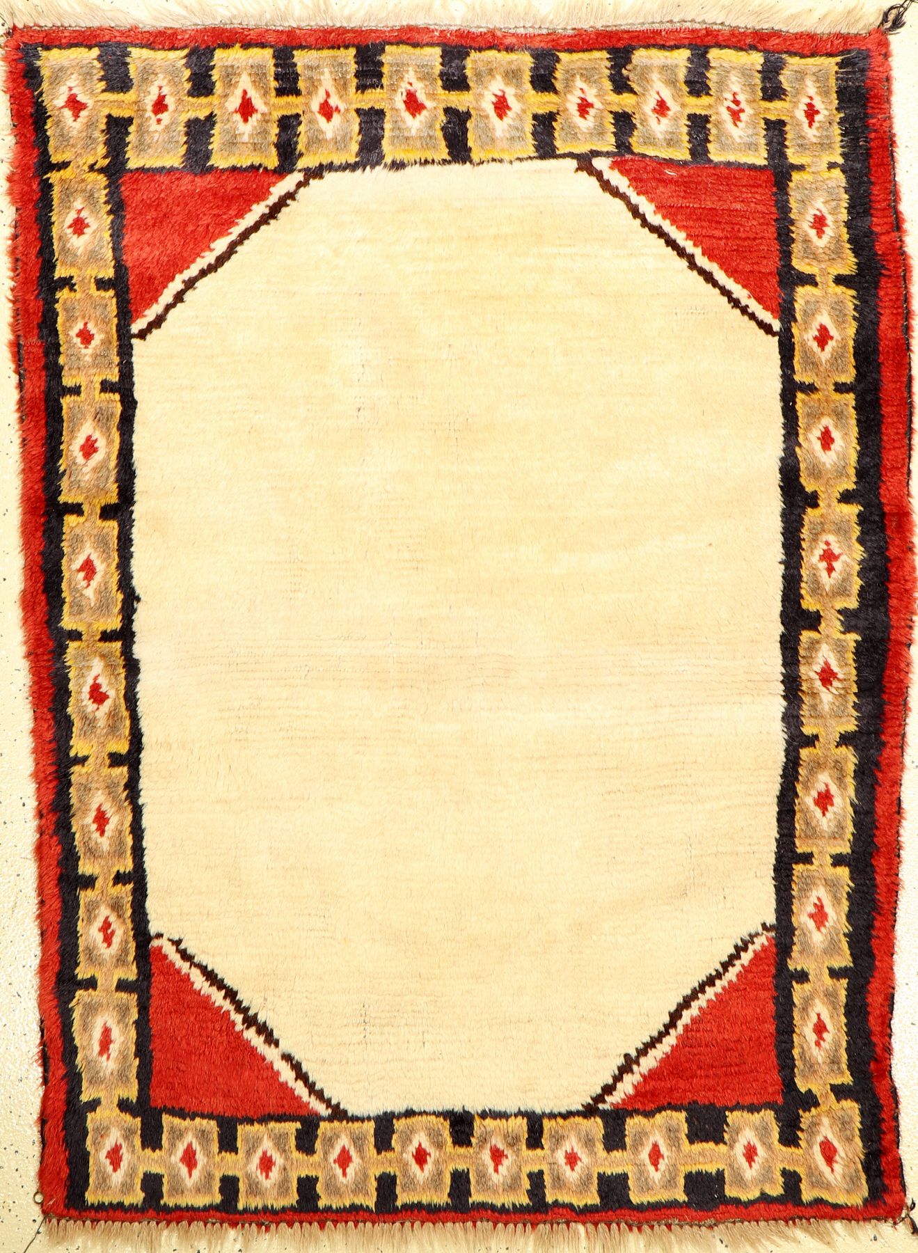 Doppelseitiger Gabbeh alt, Persien, ca. 50 Jahre, Wolle auf Wolle, ca. 147 x 110 cm, EHZ:2