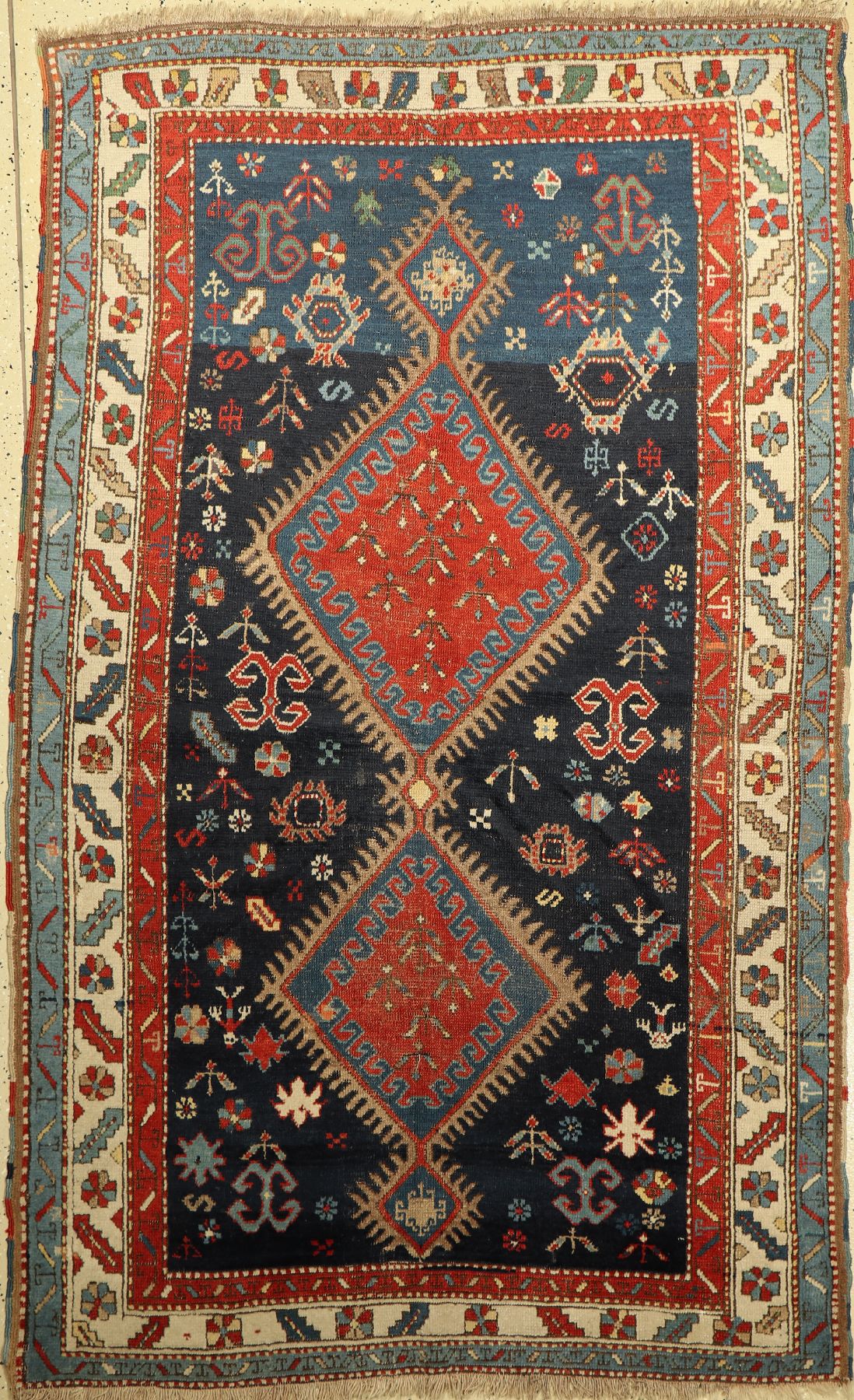 Kasak antik, Kaukasus, um 1900, Wolle auf Wolle, ca. 219 x 136 cm, EHZ: 3-4