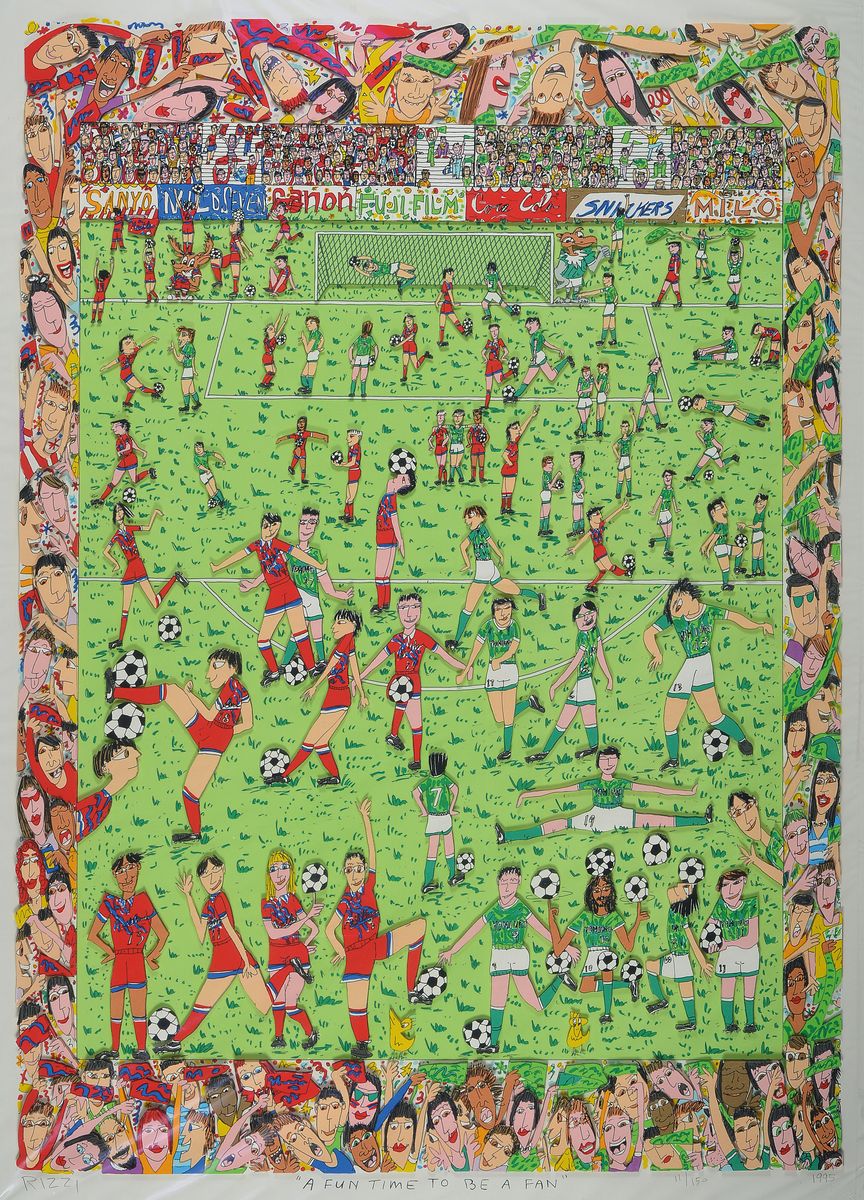 James Rizzi, 1950-2011, A Fun Time to be a Fan, 3D-Konstruktion, handsign., num. 11/150, dat. 1995, ca. 84x62 cm, inkl. Zertifikat