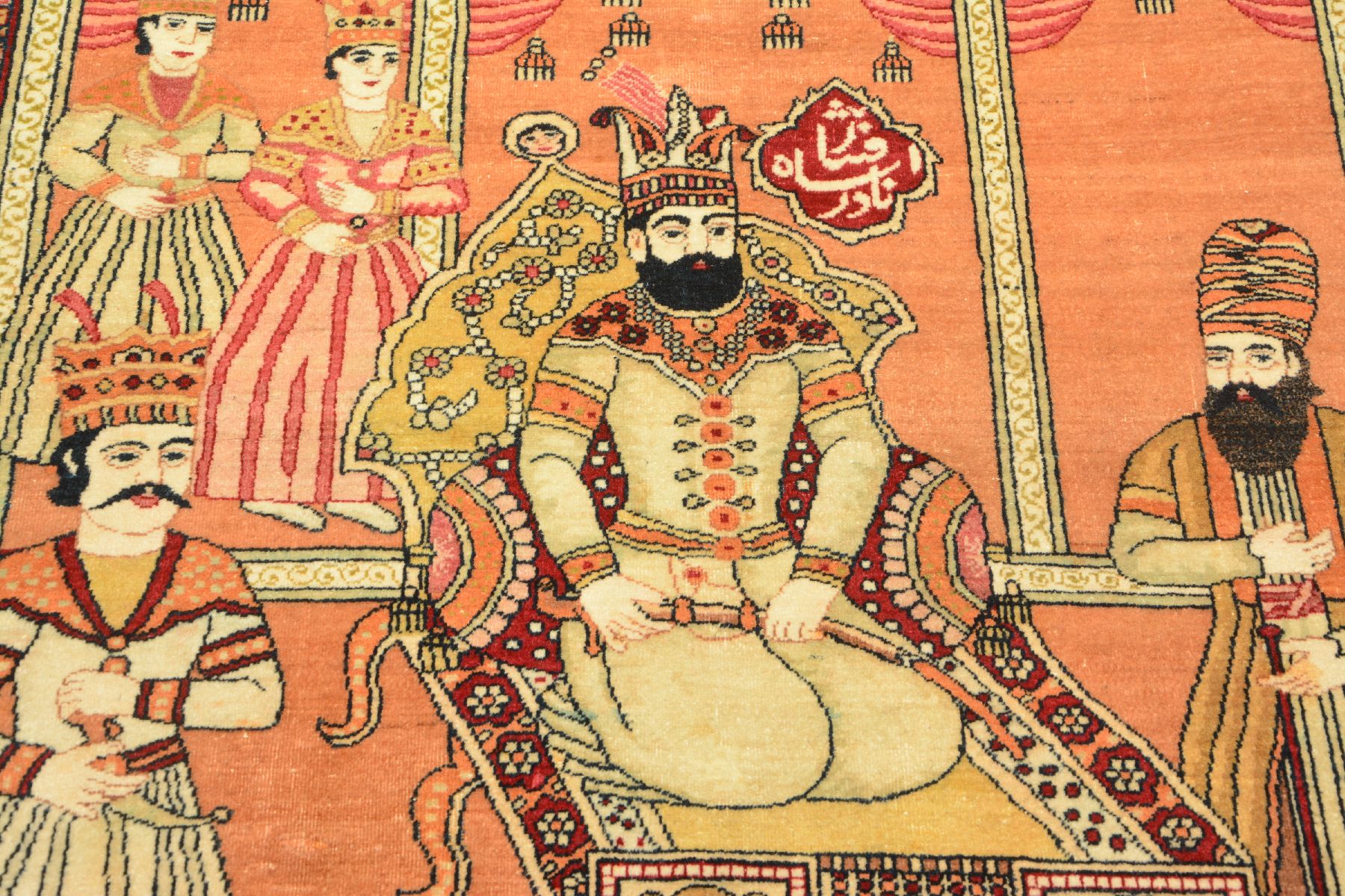 Detail f: Kerman "Ravar" Bildteppich antik (Nader Schah Afshar), Südpersien, Ende 19.Jhd., Korkwolle geknüpft auf Baumwolle. Feiner Bildteppich ...