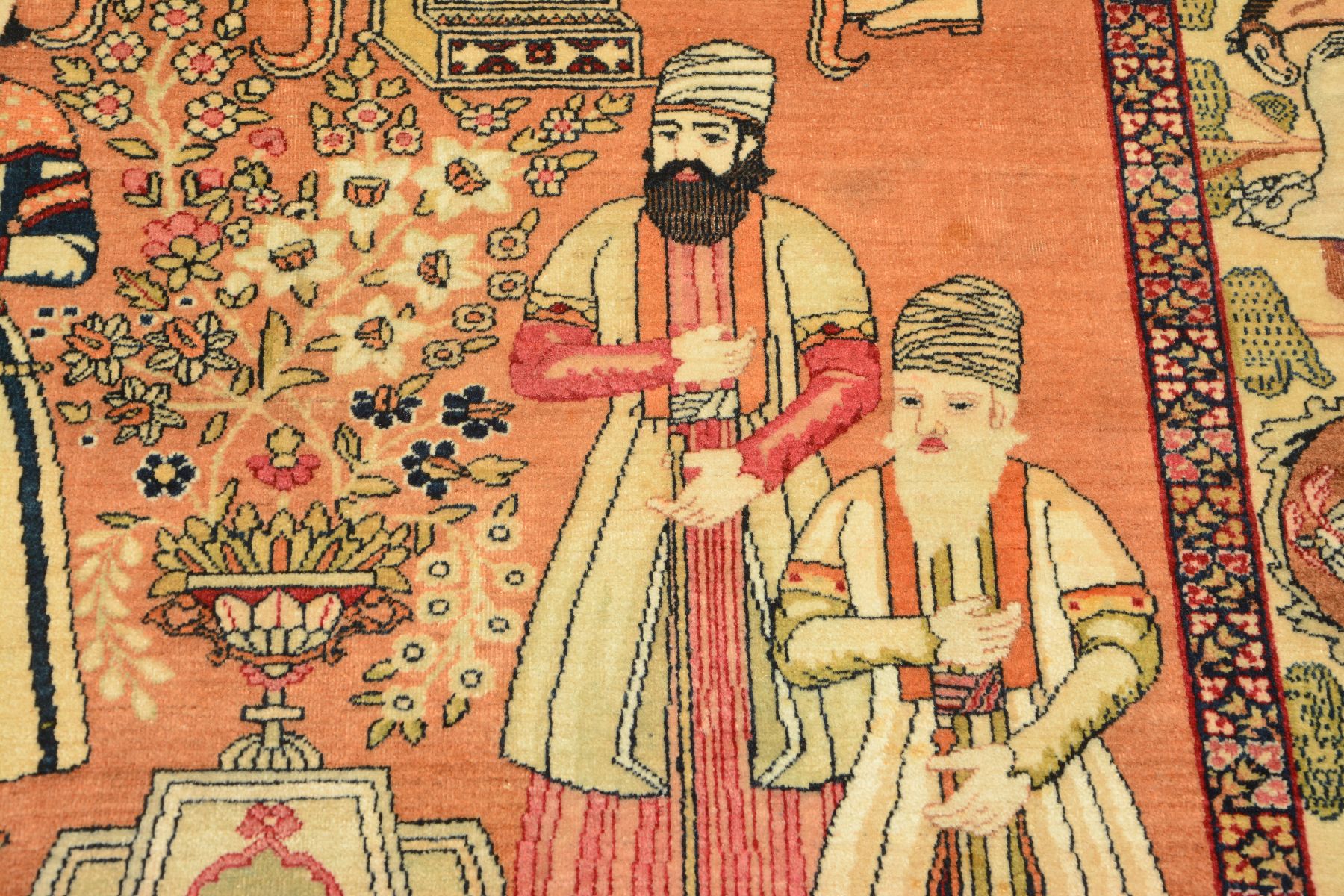 Detail j: Kerman "Ravar" Bildteppich antik (Nader Schah Afshar), Südpersien, Ende 19.Jhd., Korkwolle geknüpft auf Baumwolle. Feiner Bildteppich ...