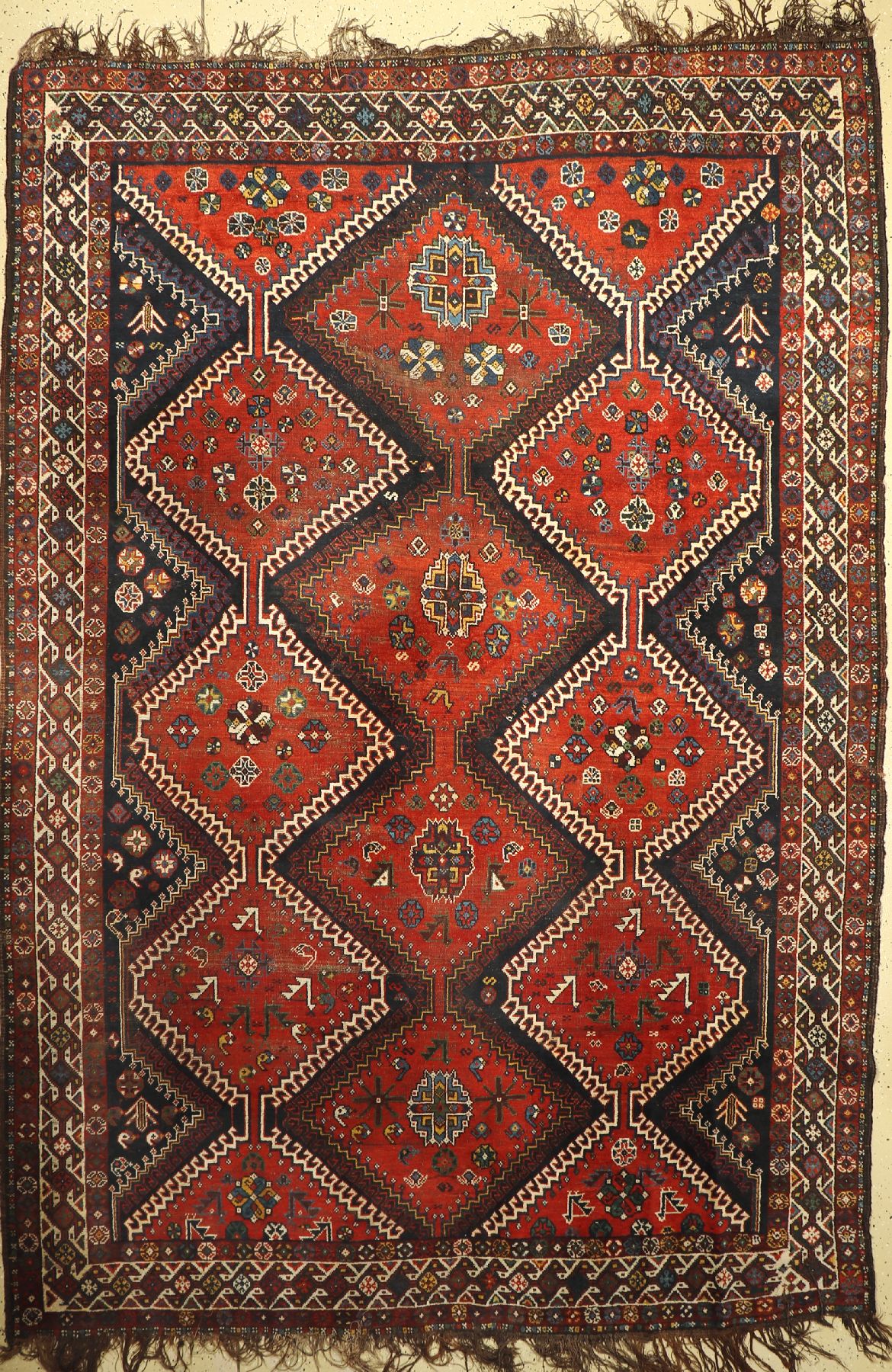 Ghaschgai alt, Persien, ca. 60 Jahre, Wolleauf Wolle, ca. 323 x 225 cm, EHZ: 4-5