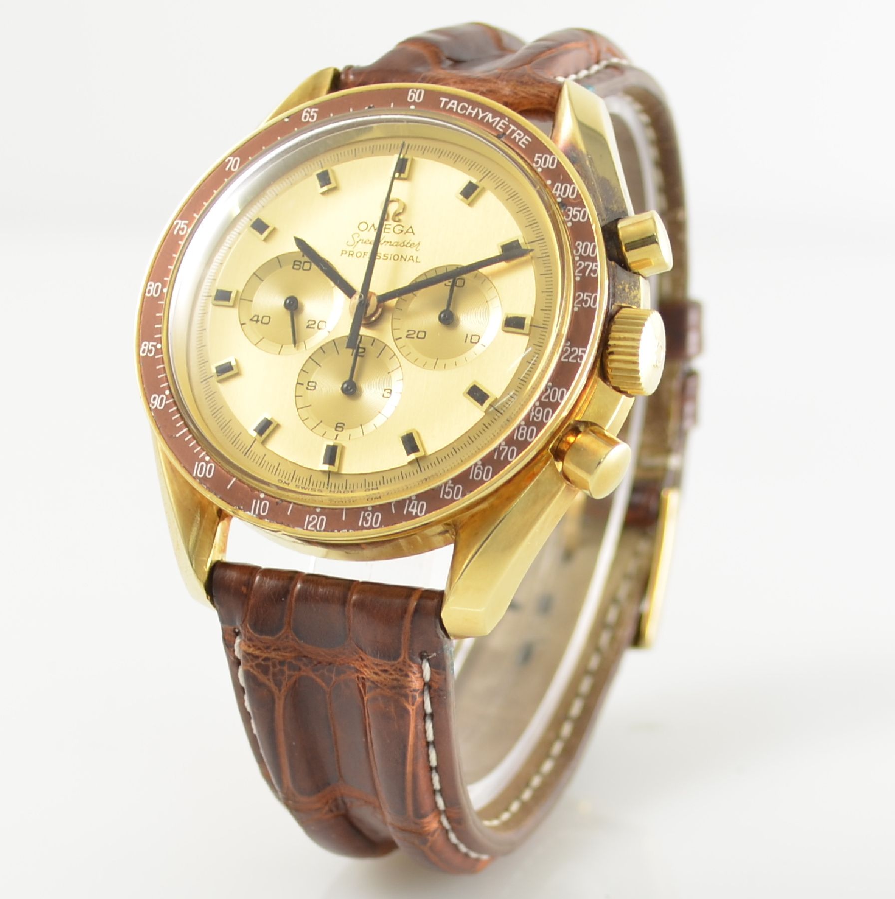 Detail c: OMEGA Speedmaster Ref. 145022/69 limitierte Herrenarmbanduhr mit Chronograph in GG 750/000, Schweiz 1969, hergestellt zu Ehren der Leistung der ...