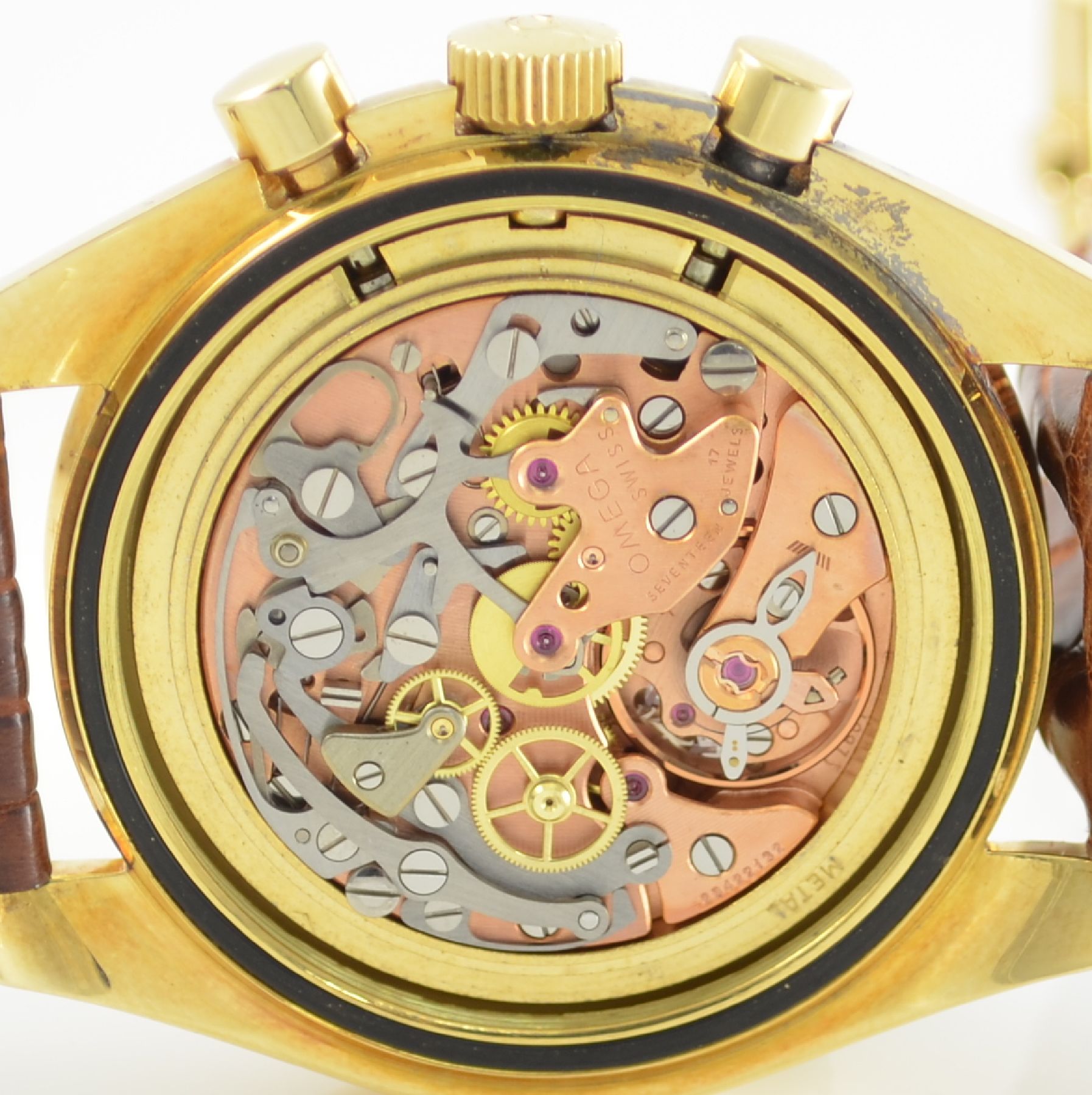 Detail h: OMEGA Speedmaster Ref. 145022/69 limitierte Herrenarmbanduhr mit Chronograph in GG 750/000, Schweiz 1969, hergestellt zu Ehren der Leistung der ...