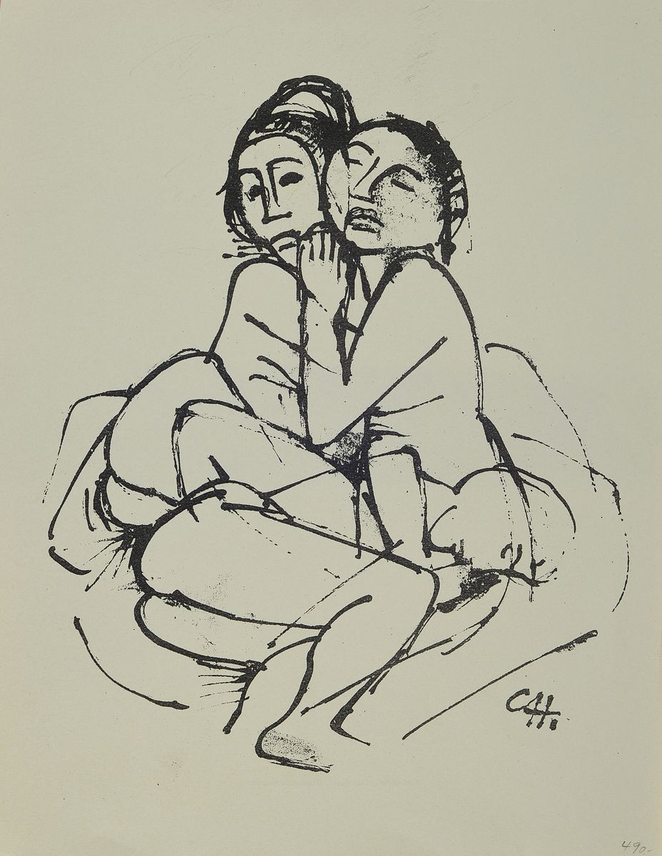 Carl Hofer, 1878 Karlsruhe-1955 Berlin, zwei Lithographien: Das Nest, ca. 34x26.5cm; Javanische Tänzerin, gebräunt, ca. 29x21cm