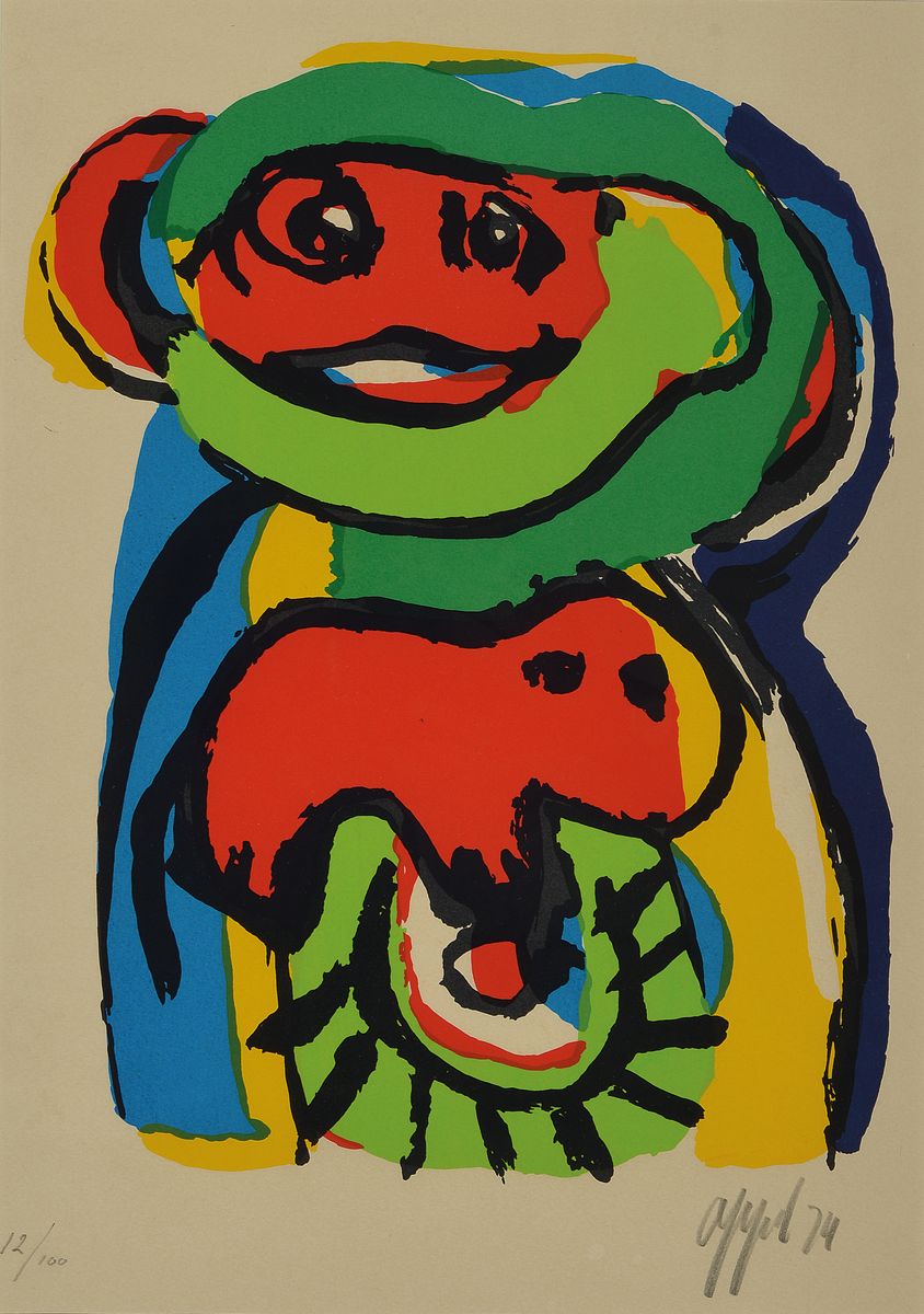 Karel Appel, 1921-2006, Farblithographie, handsigniert und num. 12/100, ca. 45x32cm, PP, u.Gl., R. 58x41cm