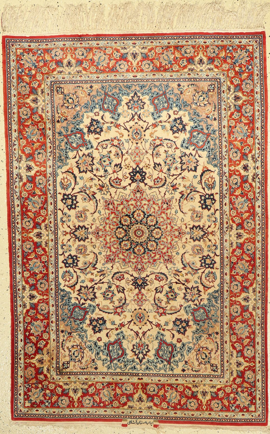 Esfahan fein Signiert, Persien, ca. 50 Jahre, Korkwolle auf Seide, ca. 164 x 106 cm, EHZ: 3-4
