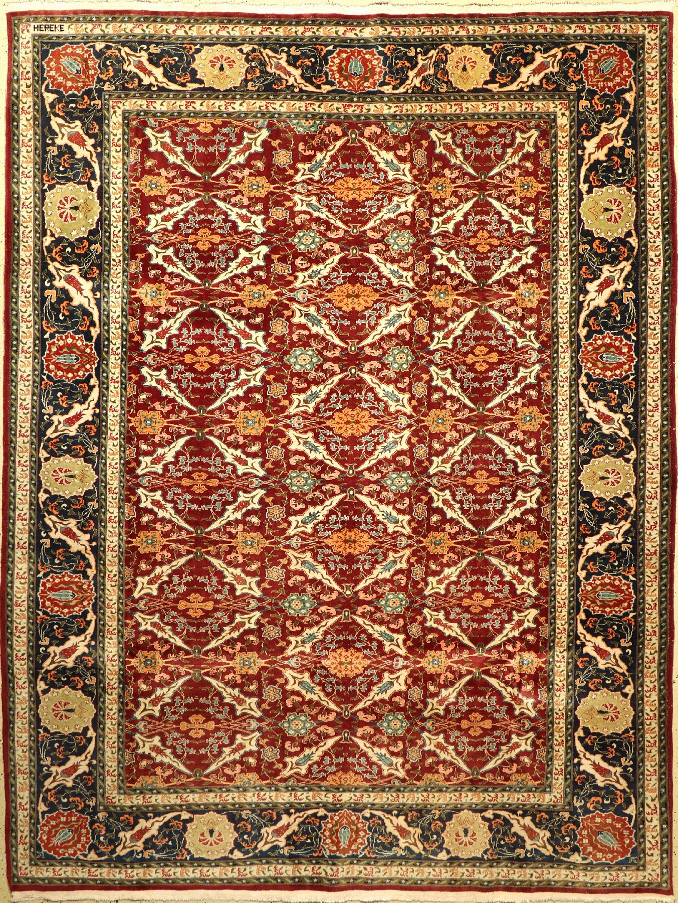 Hereke alt Signiert, Türkei, ca. 50 Jahre, Wolle auf Baumwolle, ca. 314 x 240 cm, EHZ: 2-3