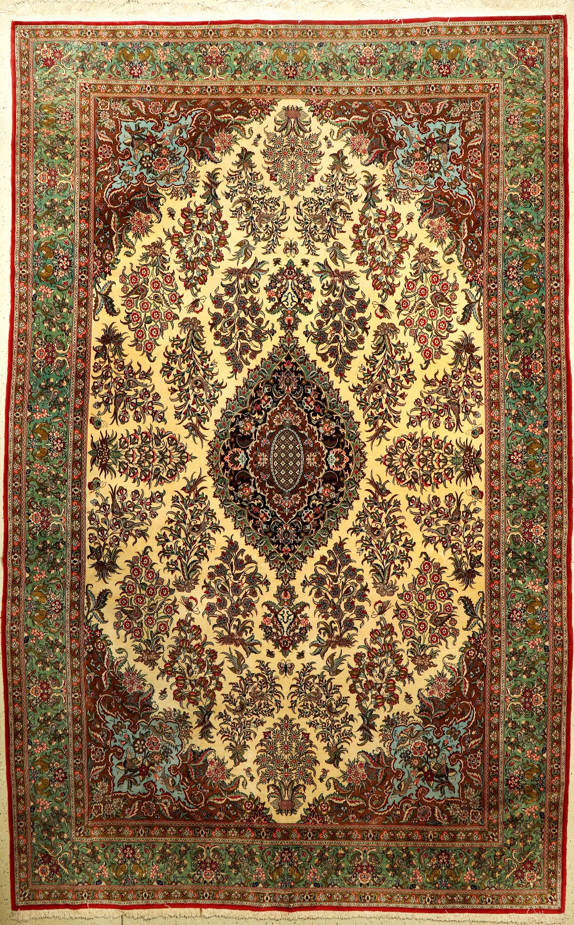 Ghom Kork fein alt, Persien, ca. 40 Jahre, Korkwolle, ca. 411 x 256 cm, hochwertige Qualität, edel und dekorativ, EHZ: 2