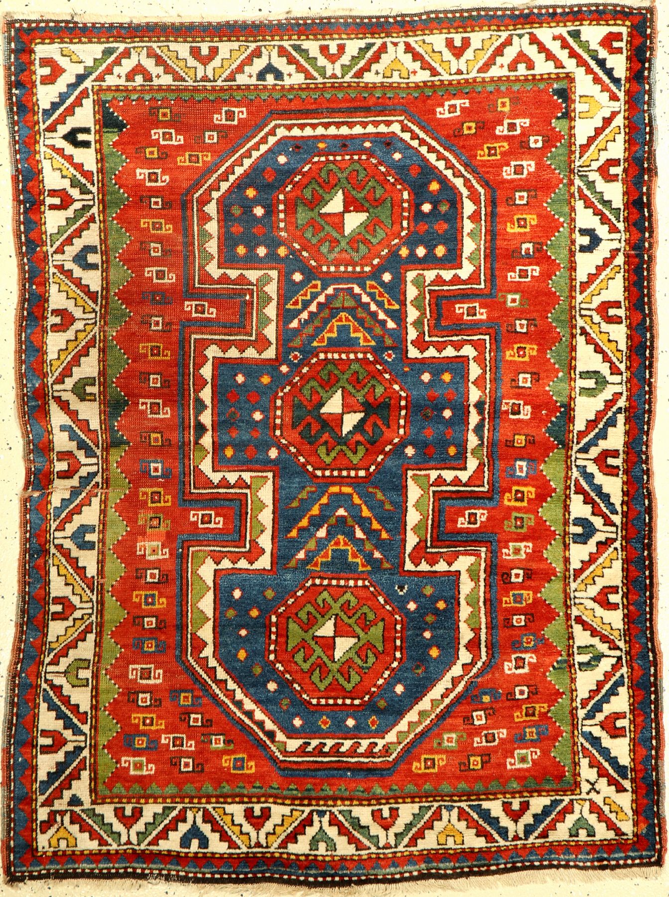 Kasak antik, Kaukasus, 19.Jhd., Wolle auf Wolle, ca. 147 x 113 cm, EHZ: 3-4