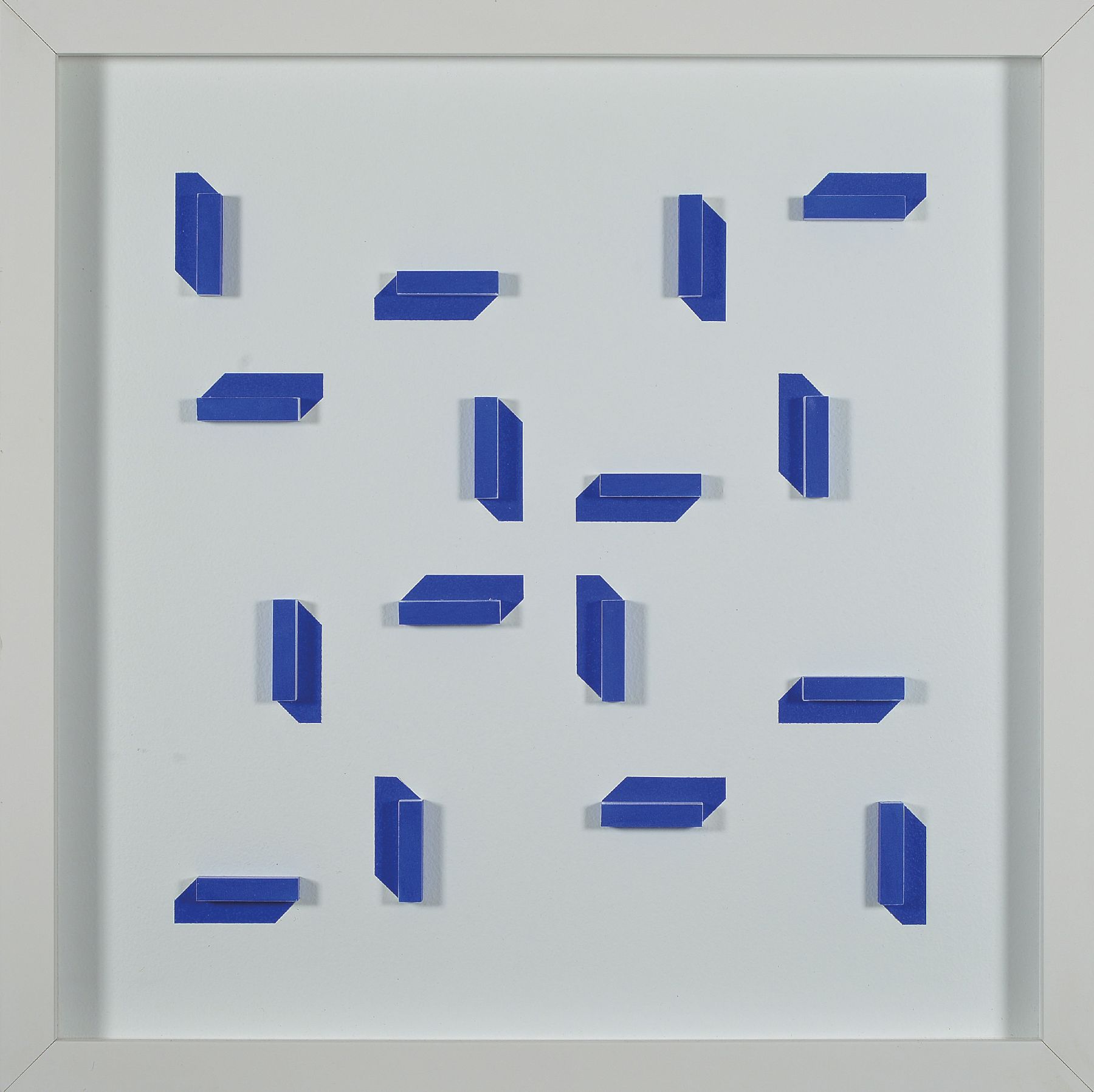 Detail a: Volker Tinti, geb. 1941 Kaiserslautern, Acryl/Holz, 3D- Konstruktion, verso sign., dat. 2016 , unter Glas in weißem Holzrahmen, ca. 40,0x40,0 cm
