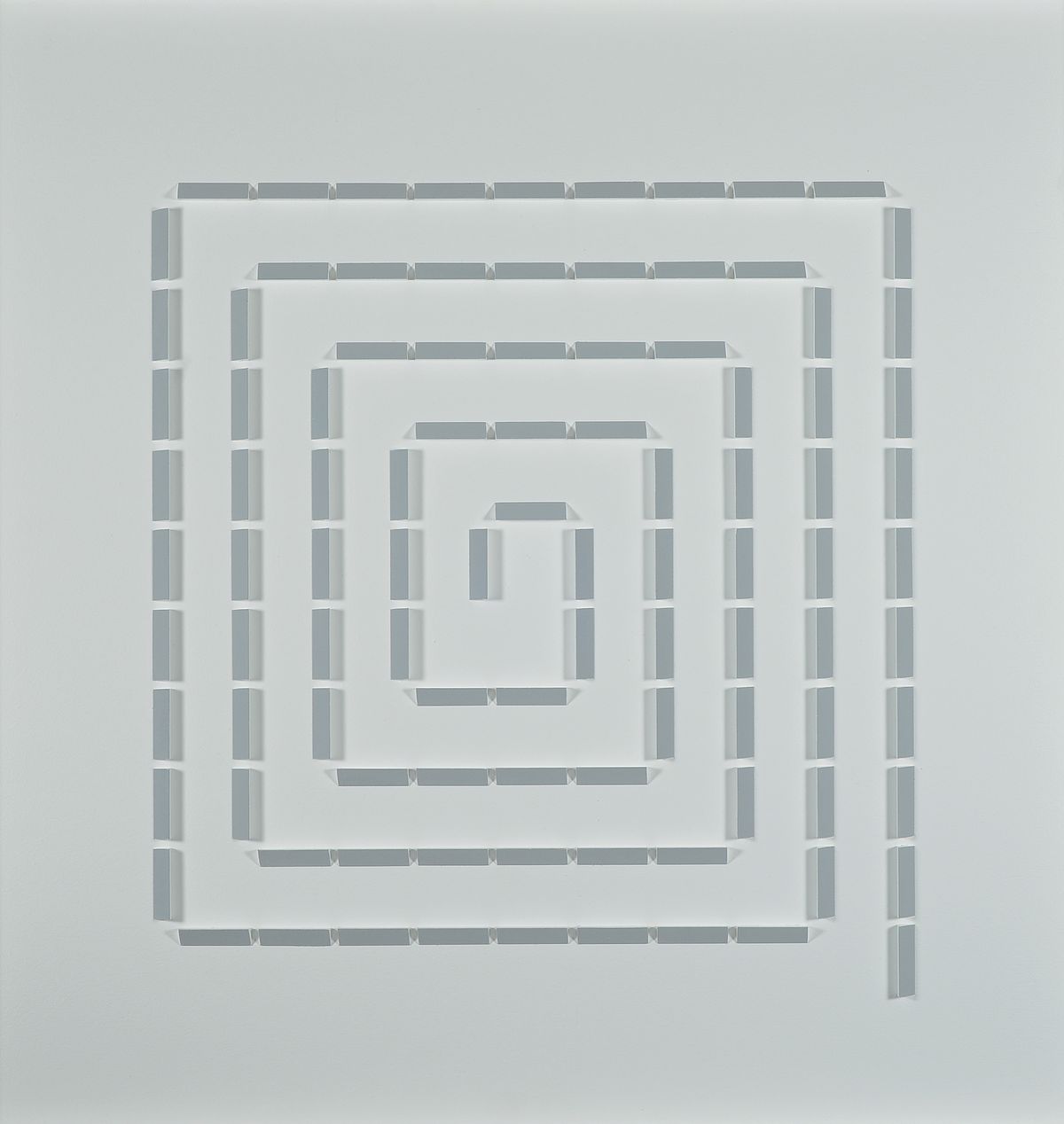 Volker Tinti, geb. 1941 Kaiserslautern, Titel: Spirale in Grau, Acryl/Holz, verso sign., dat. 2014 , unter Glas gerahmt , ca. 65,0x65,0 cm