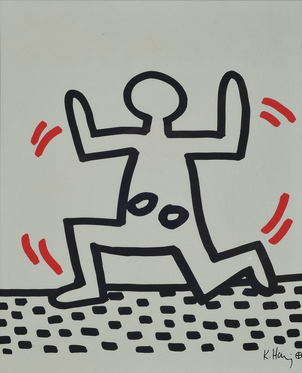 Keith Haring, 1958-1990, 2 Lithografien aus der Serie Sali-Adalat, drucksigniert., eins davon dat.1982, je unter Glas gerahmt, je ca. 29x22 cm