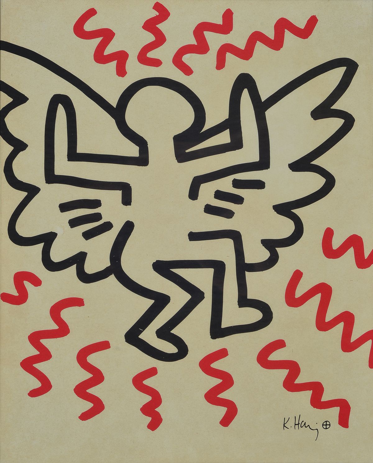 Keith Harin, 1958-1990, 2 Lithografien aus der Serie Sali-Adalat, je drucksign., bei beiden Blatt vergilbt, je unter Glas gerahmt, je ca. 29x22 cm