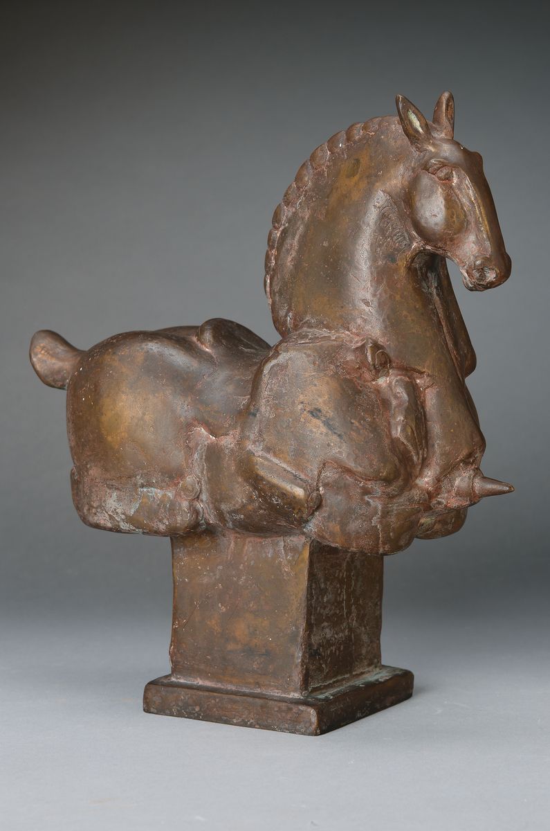 Gernot Rumpf, geb. 1941 Kaiserslautern, Pferd in Rüstung, signiert und num. 16/25, ca. 34 x 30 cm, Gießerstempel