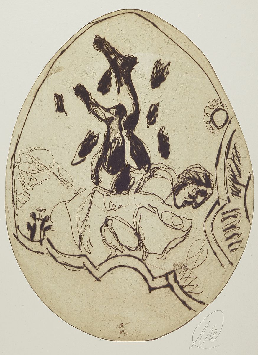 Markus Lüpertz, geb. 1941, Radierung auf handgeschöpftem Nepal-Büttenpapier, handsigniert, Auflage 10, Exemplar außerhalb der Auflage, Hrsg. ...