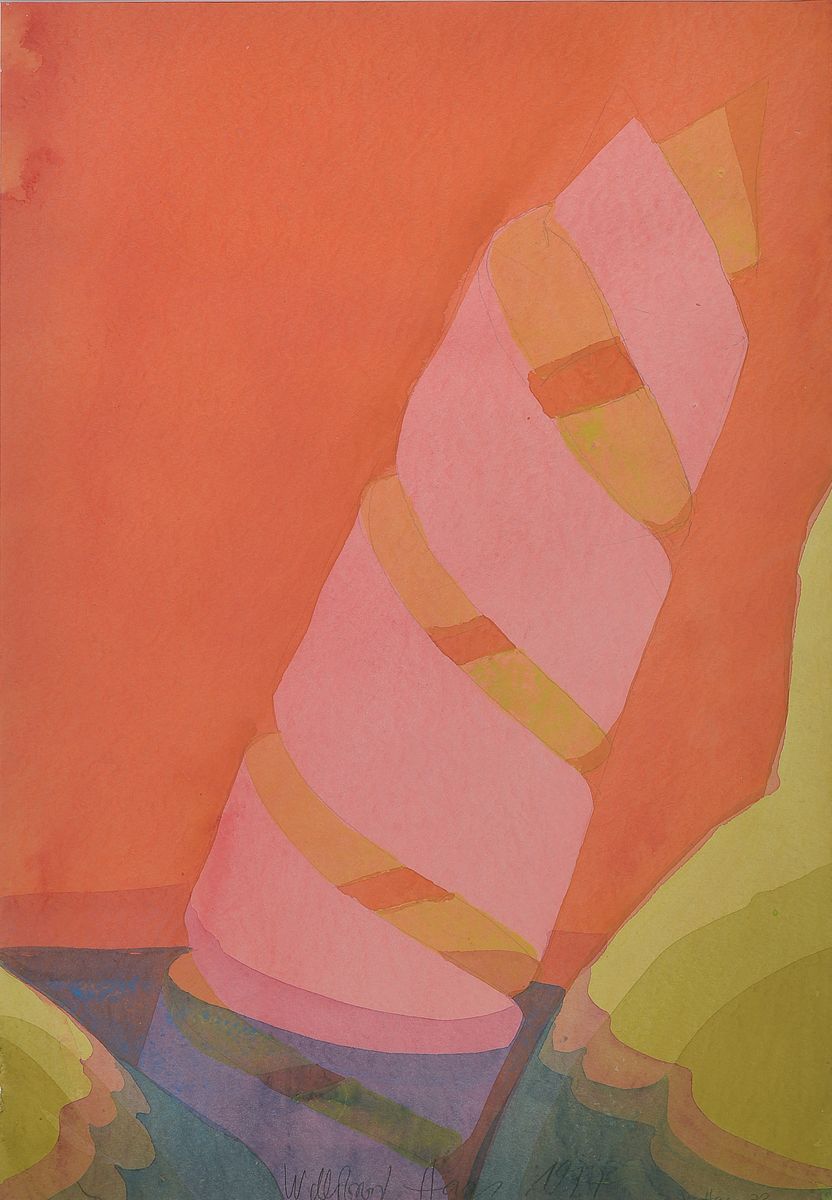 Willibrord Haas, geb. 1936, Aquarell auf Büttenpapier, handsigniert und dat. 1977, Blattgröße 60 x 45 cm, unter Glas, Rahmen 88 x 59 cm