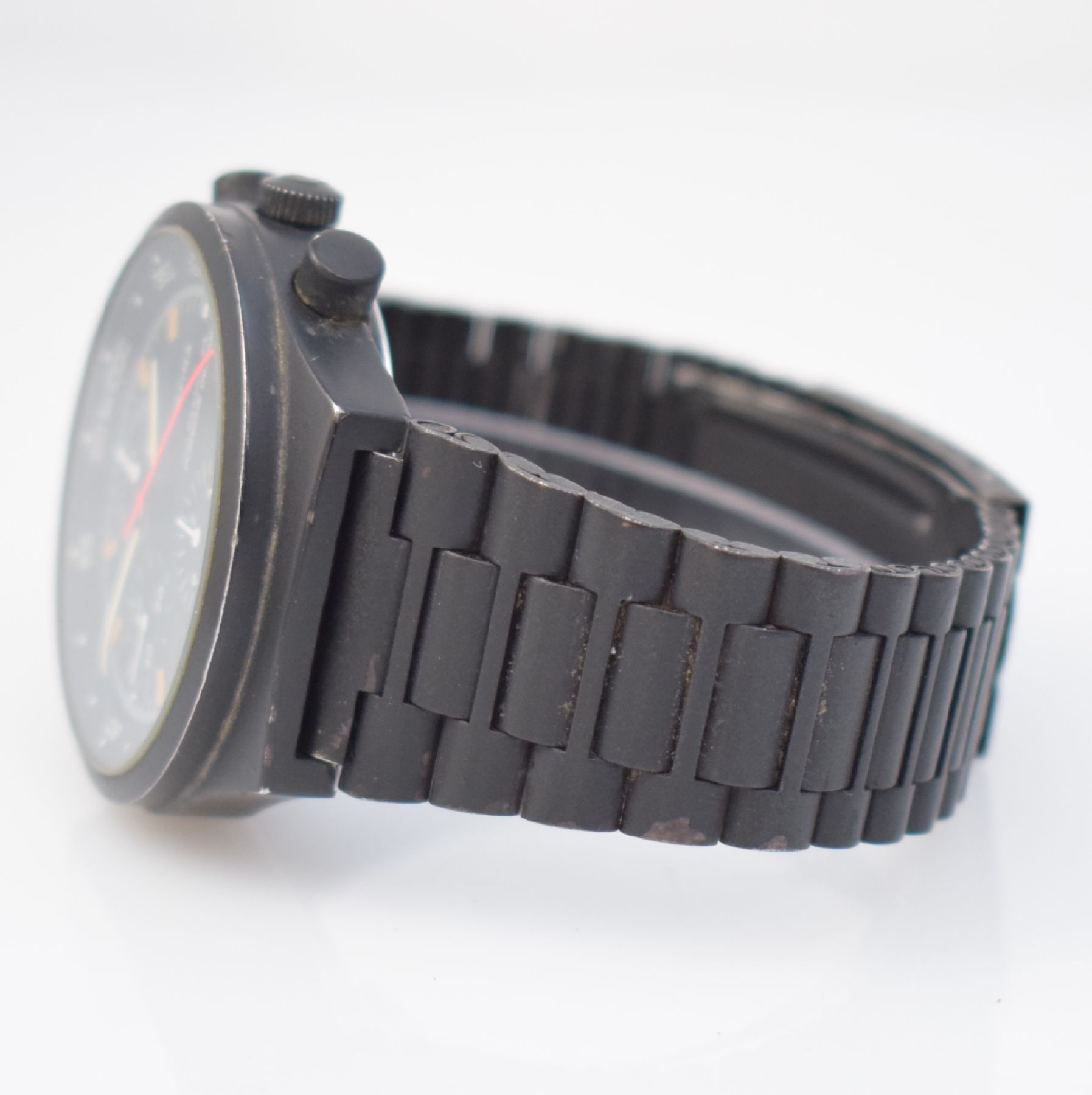 Detail c: ORFINA/PORSCHE DESIGN Herrenarmbanduhr mit Chronograph, Schweiz um 1980, Automatik, geschwärztes Edelstahlgeh. mit orig. Gliederband, Boden geschr., ...