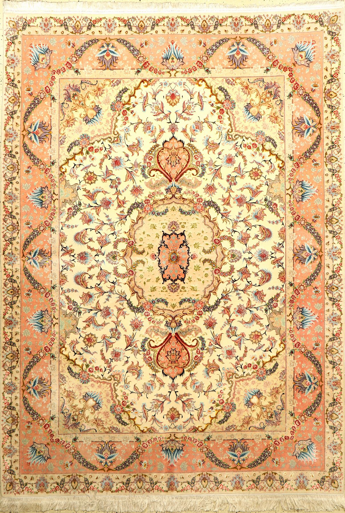 Täbriz "Part-Silk" fein (60 RAJ) Persien, ca. 20 Jahre, Korkwolle mit und auf Seide, ca.216 x 155 cm, EHZ: 2(fachkundig gereinigt)